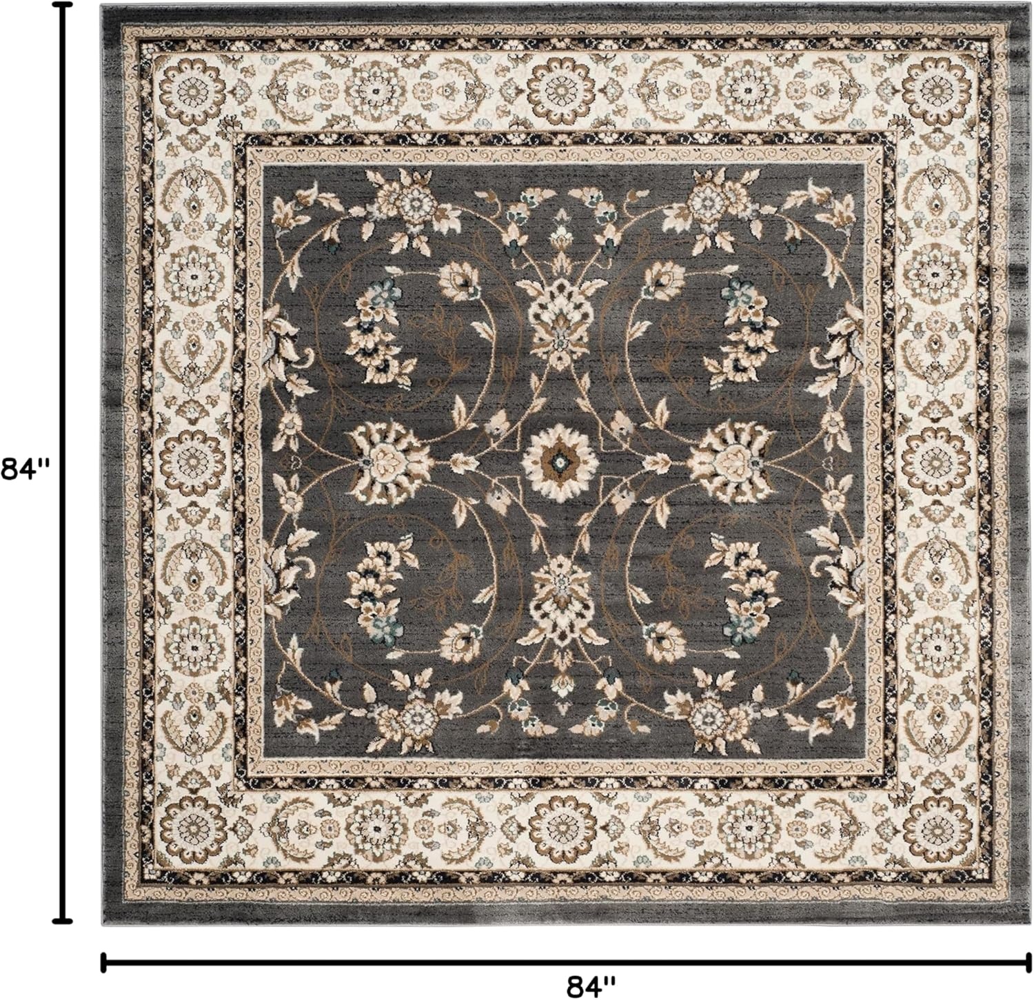 image:imageSAFAVIEH Lyndhurst Collection Area Rug 8 x 10 Anthracite amp Cream Traditional Oriental Design NonShedding amp Easy Care Ideal for High Traffic Areas in Living Room Bedroom LNH340DGreyCream