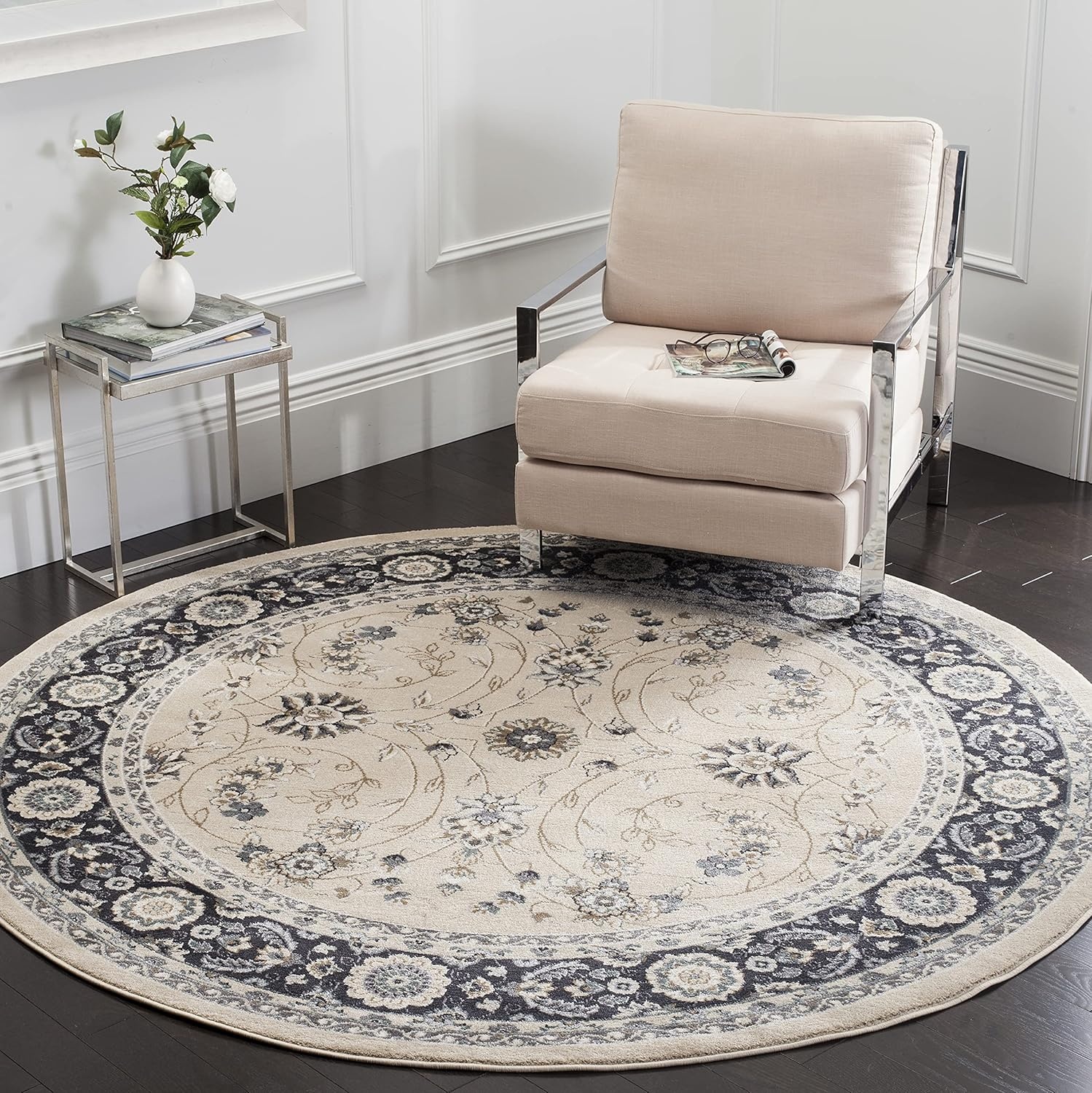 image:imageSAFAVIEH Lyndhurst Collection Area Rug 8 x 10 Anthracite amp Cream Traditional Oriental Design NonShedding amp Easy Care Ideal for High Traffic Areas in Living Room Bedroom LNH340DLight BeigeAnthracite