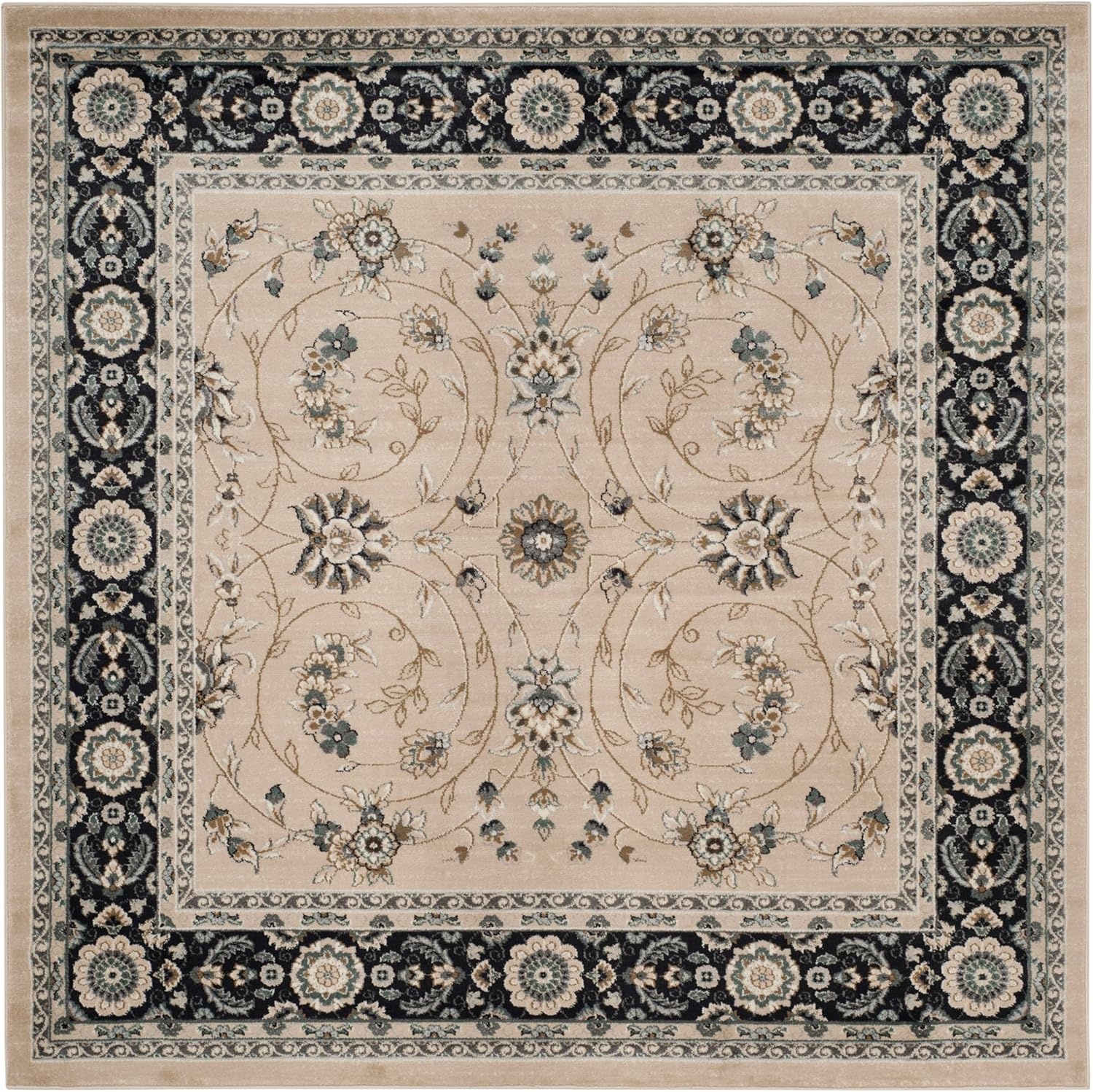 image:imageSAFAVIEH Lyndhurst Collection Area Rug 8 x 10 Anthracite amp Cream Traditional Oriental Design NonShedding amp Easy Care Ideal for High Traffic Areas in Living Room Bedroom LNH340DLight BeigeAnthracite
