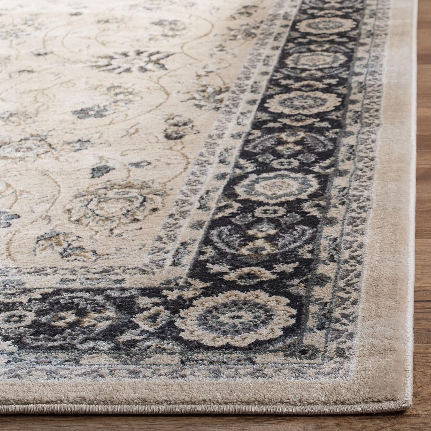 image:imageSAFAVIEH Lyndhurst Collection Area Rug 8 x 10 Anthracite amp Cream Traditional Oriental Design NonShedding amp Easy Care Ideal for High Traffic Areas in Living Room Bedroom LNH340DLight BeigeAnthracite