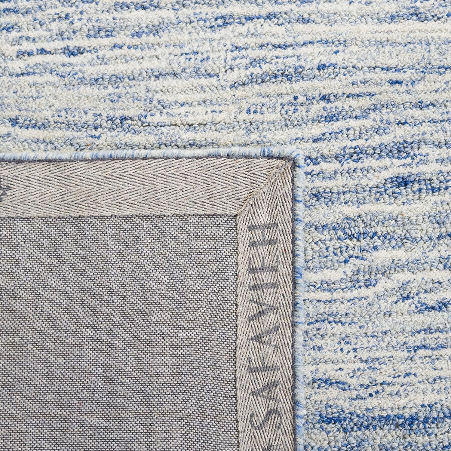 image:imageSAFAVIEH Metro Collection 8 x 10 NaturalIvory MET995A Handmade Premium Wool Living Room Dining Bedroom Area RugBlueIvory