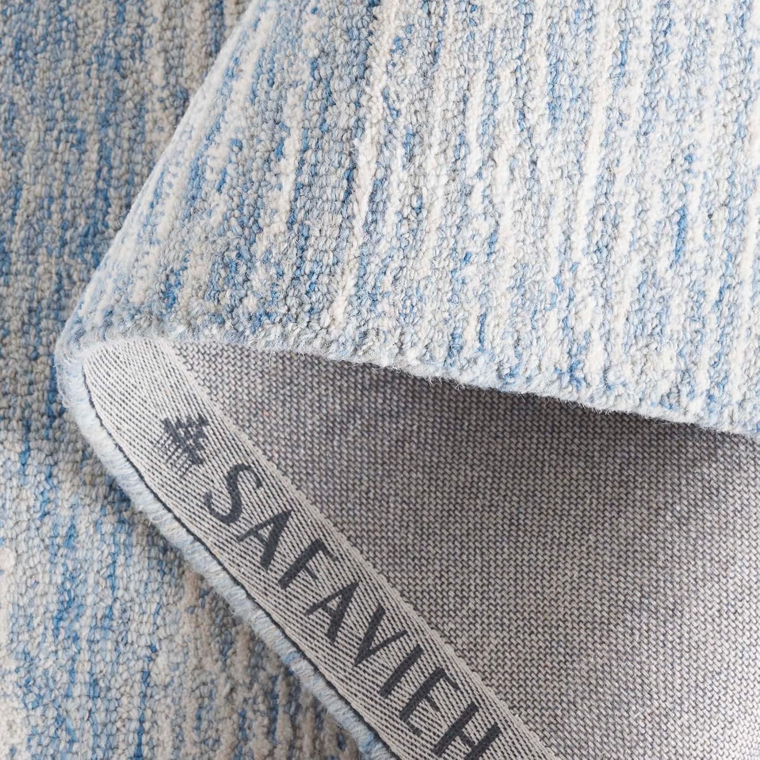 image:imageSAFAVIEH Metro Collection 8 x 10 NaturalIvory MET995A Handmade Premium Wool Living Room Dining Bedroom Area RugBlueIvory