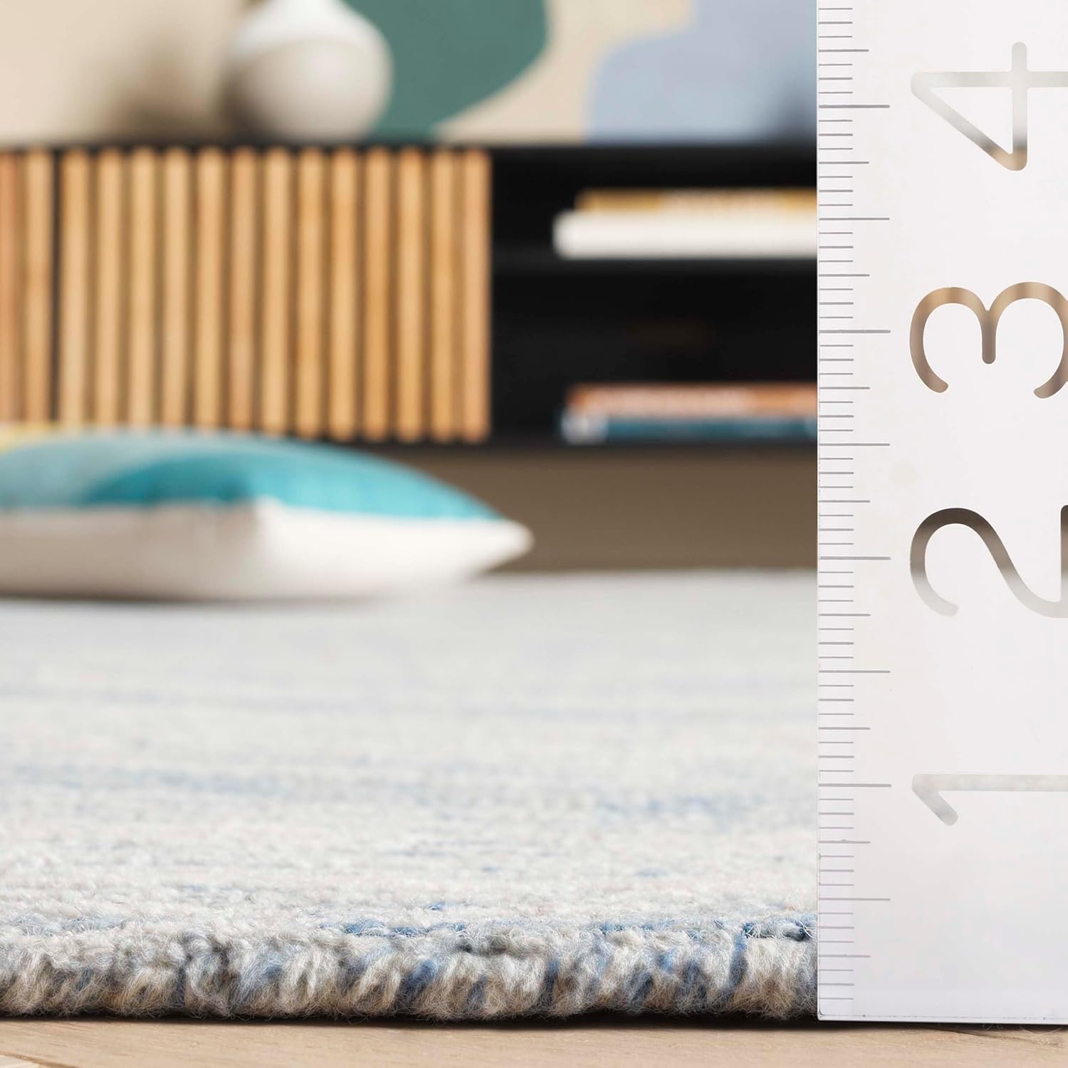 image:imageSAFAVIEH Metro Collection 8 x 10 NaturalIvory MET995A Handmade Premium Wool Living Room Dining Bedroom Area RugBlueIvory