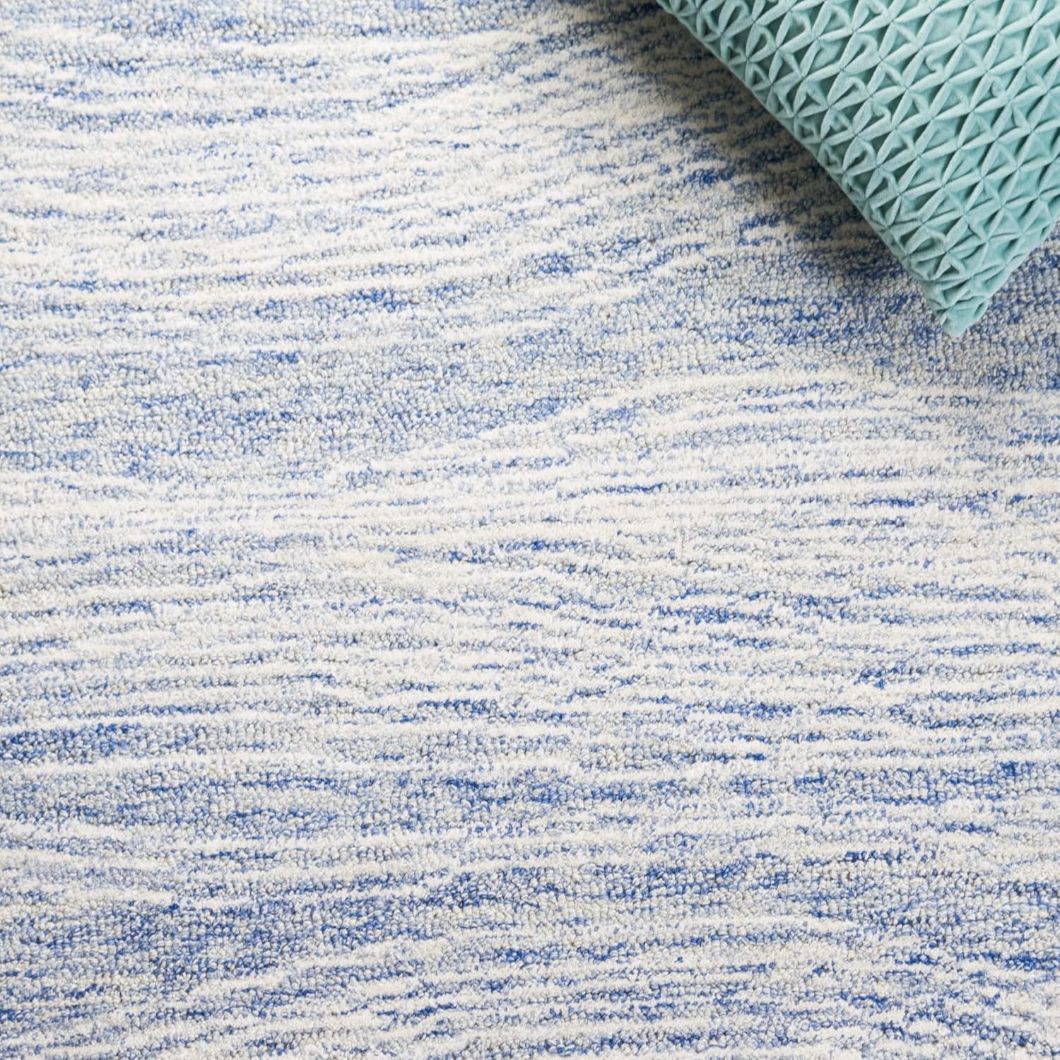 image:imageSAFAVIEH Metro Collection 8 x 10 NaturalIvory MET995A Handmade Premium Wool Living Room Dining Bedroom Area RugBlueIvory
