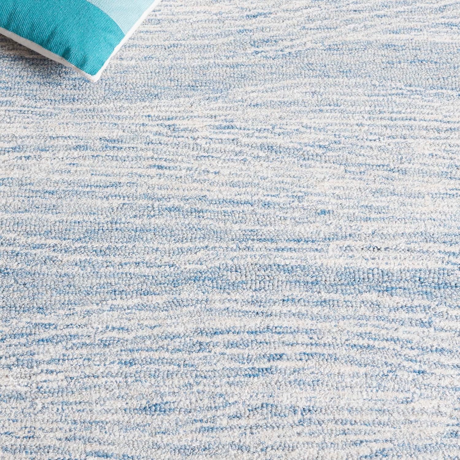 image:imageSAFAVIEH Metro Collection 8 x 10 NaturalIvory MET995A Handmade Premium Wool Living Room Dining Bedroom Area RugBlueIvory