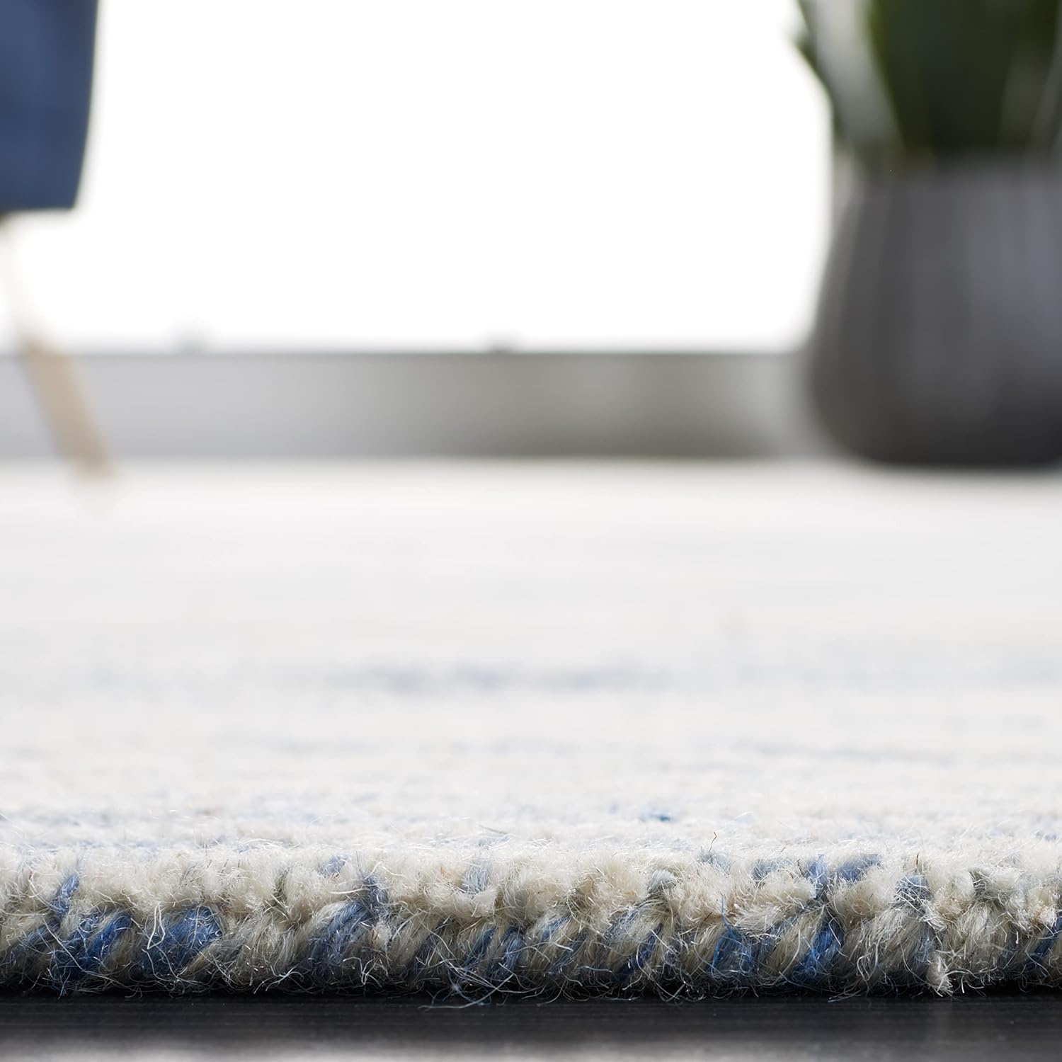image:imageSAFAVIEH Metro Collection 8 x 10 NaturalIvory MET995A Handmade Premium Wool Living Room Dining Bedroom Area RugBlueIvory