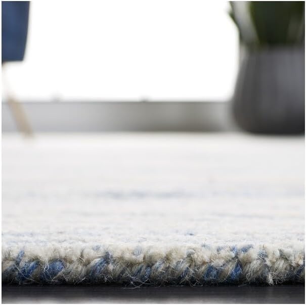 image:imageSAFAVIEH Metro Collection 8 x 10 NaturalIvory MET995A Handmade Premium Wool Living Room Dining Bedroom Area RugBlueIvory