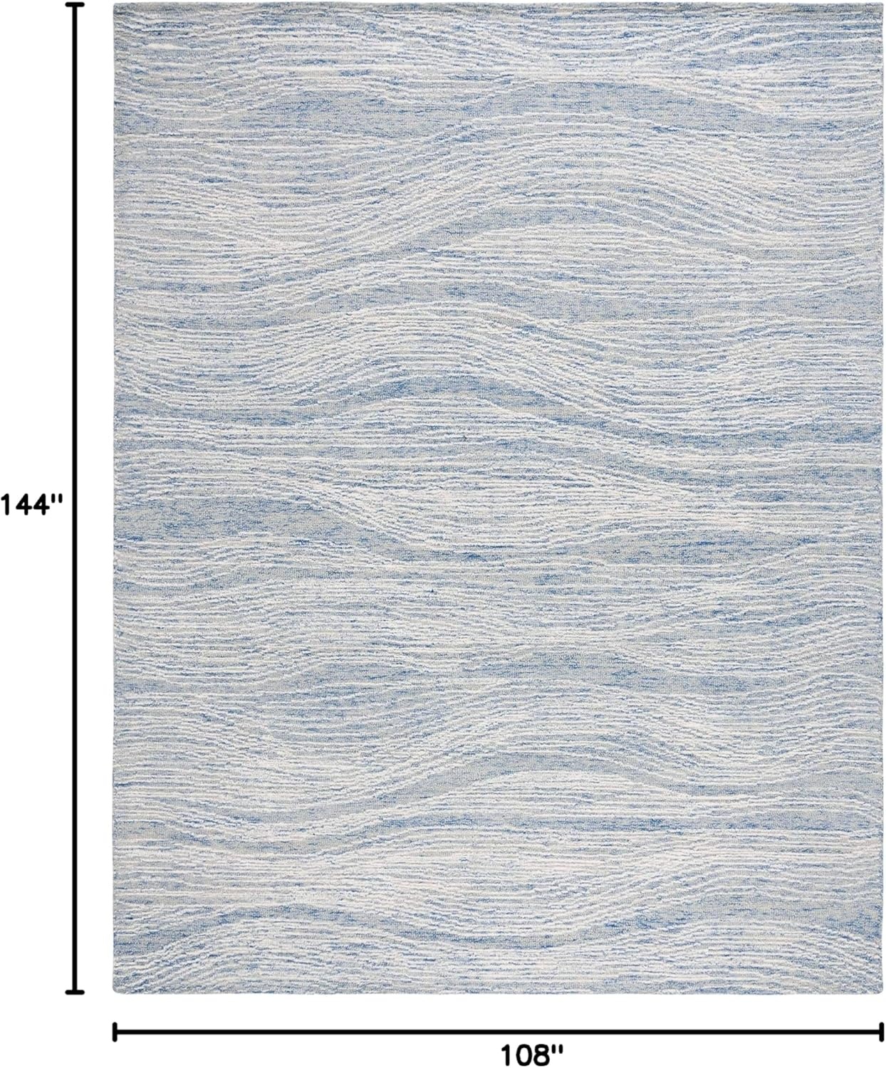 image:imageSAFAVIEH Metro Collection 8 x 10 NaturalIvory MET995A Handmade Premium Wool Living Room Dining Bedroom Area RugBlueIvory