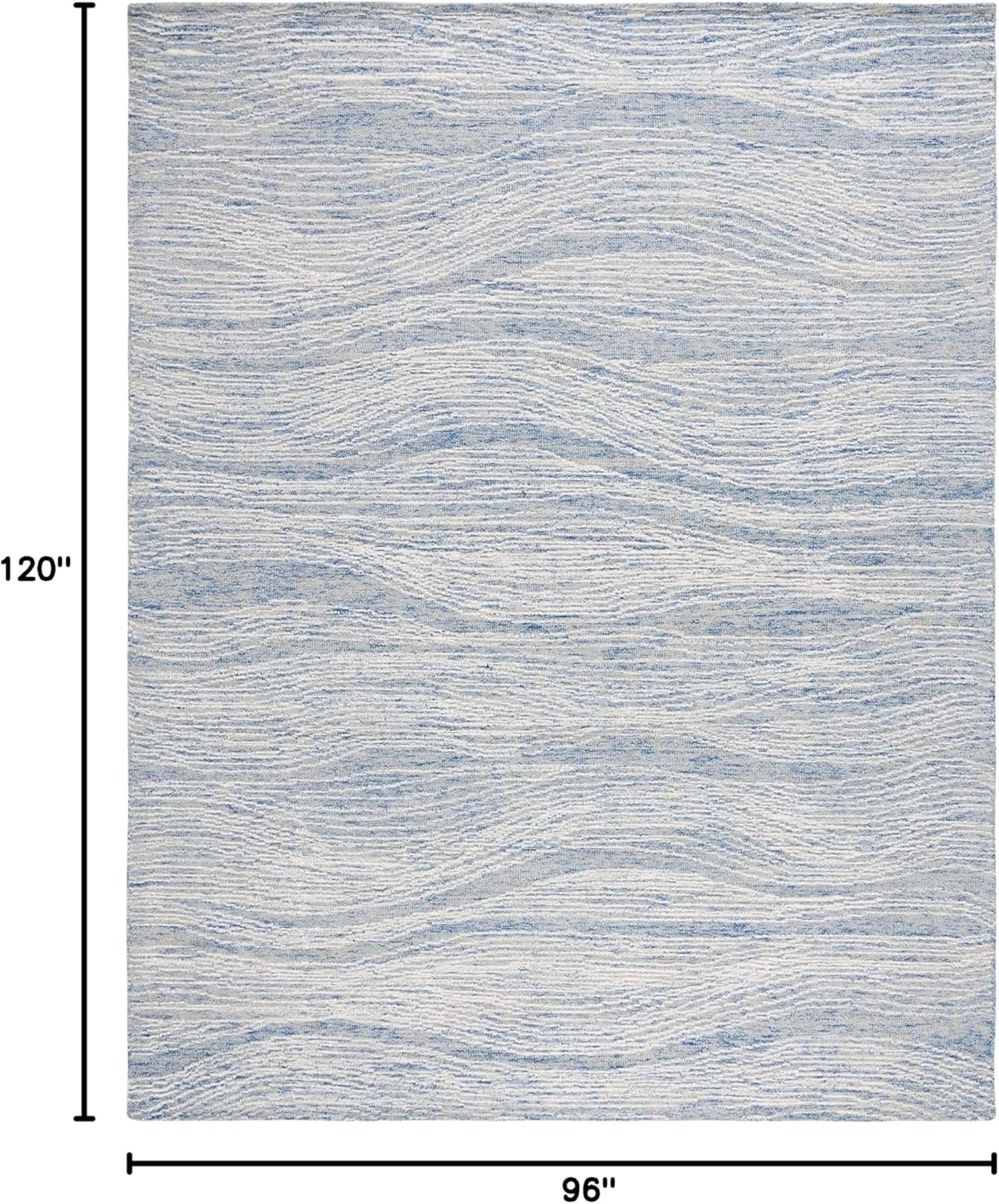 image:imageSAFAVIEH Metro Collection 8 x 10 NaturalIvory MET995A Handmade Premium Wool Living Room Dining Bedroom Area RugBlueIvory