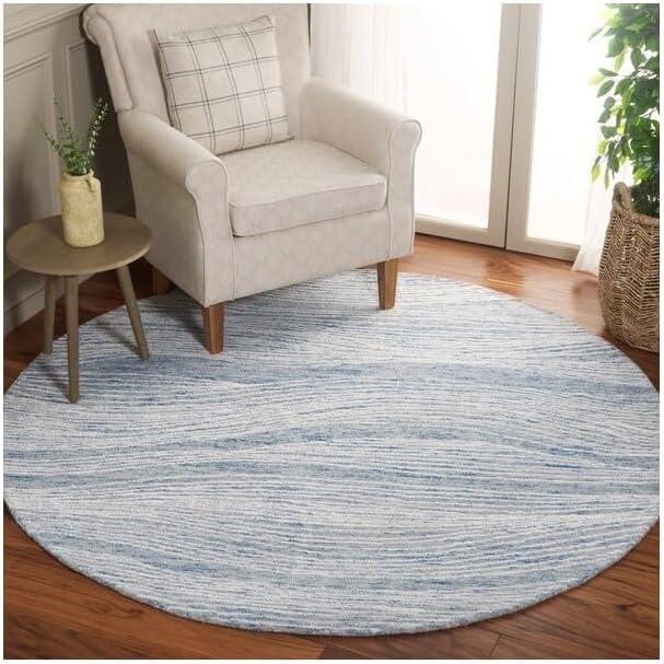 image:imageSAFAVIEH Metro Collection 8 x 10 NaturalIvory MET995A Handmade Premium Wool Living Room Dining Bedroom Area RugBlueIvory