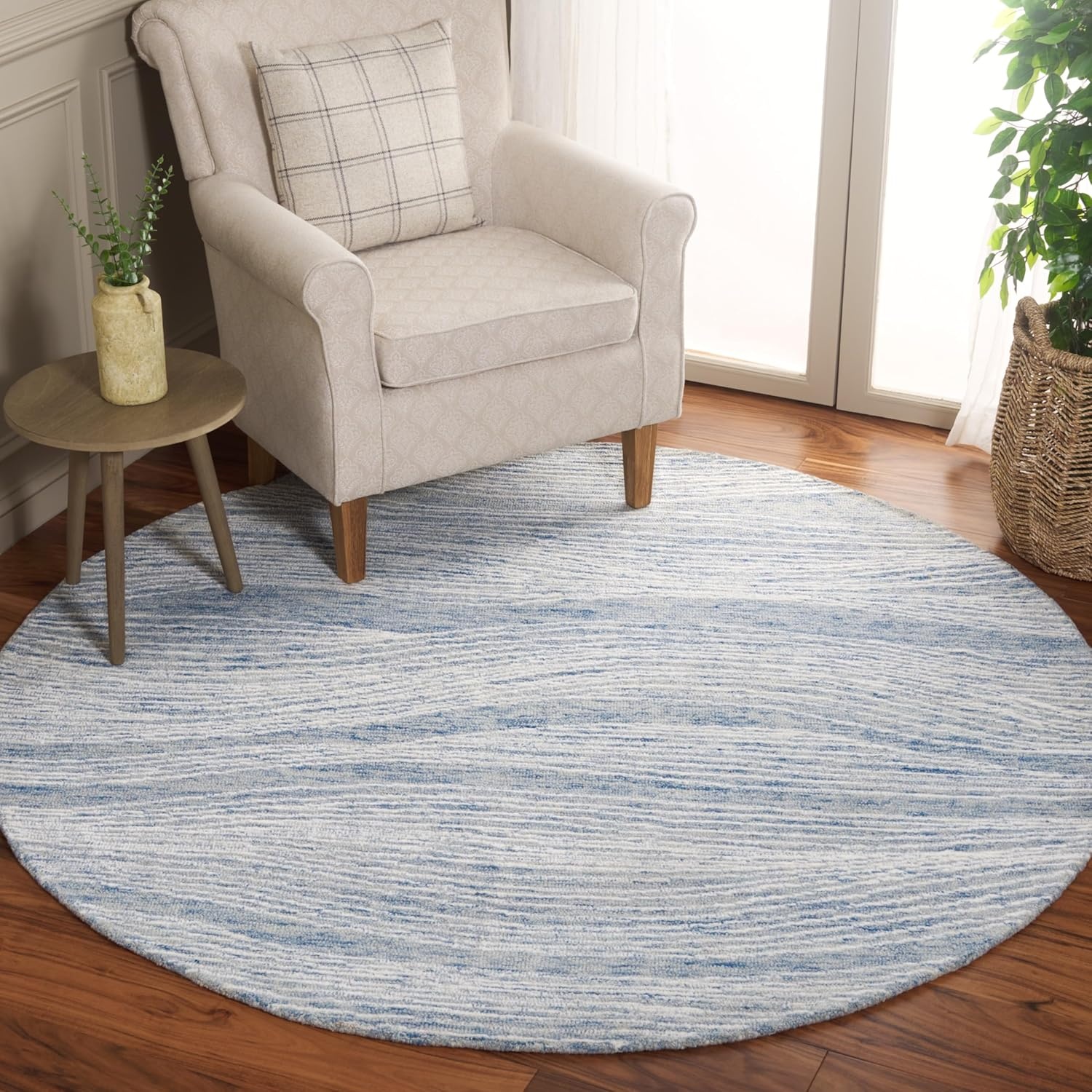 image:imageSAFAVIEH Metro Collection 8 x 10 NaturalIvory MET995A Handmade Premium Wool Living Room Dining Bedroom Area RugBlueIvory
