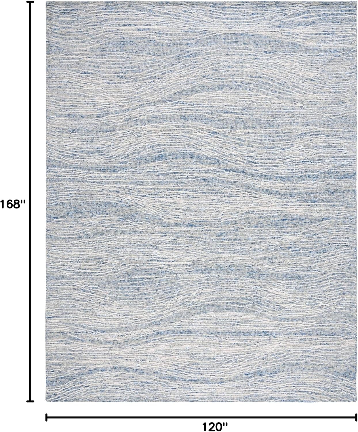 image:imageSAFAVIEH Metro Collection 8 x 10 NaturalIvory MET995A Handmade Premium Wool Living Room Dining Bedroom Area RugBlueIvory