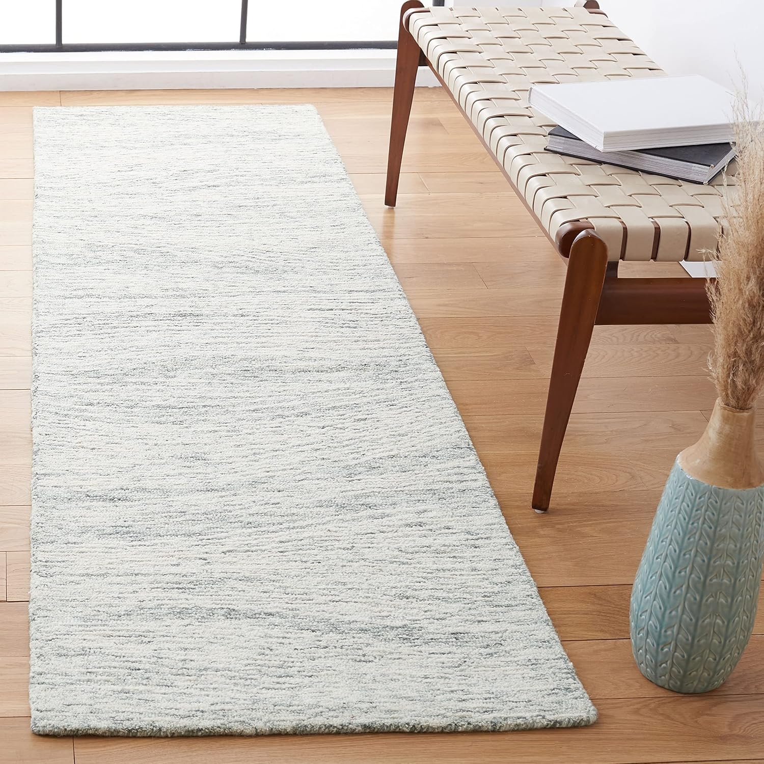 image:imageSAFAVIEH Metro Collection 8 x 10 NaturalIvory MET995A Handmade Premium Wool Living Room Dining Bedroom Area RugDark GreyIvory