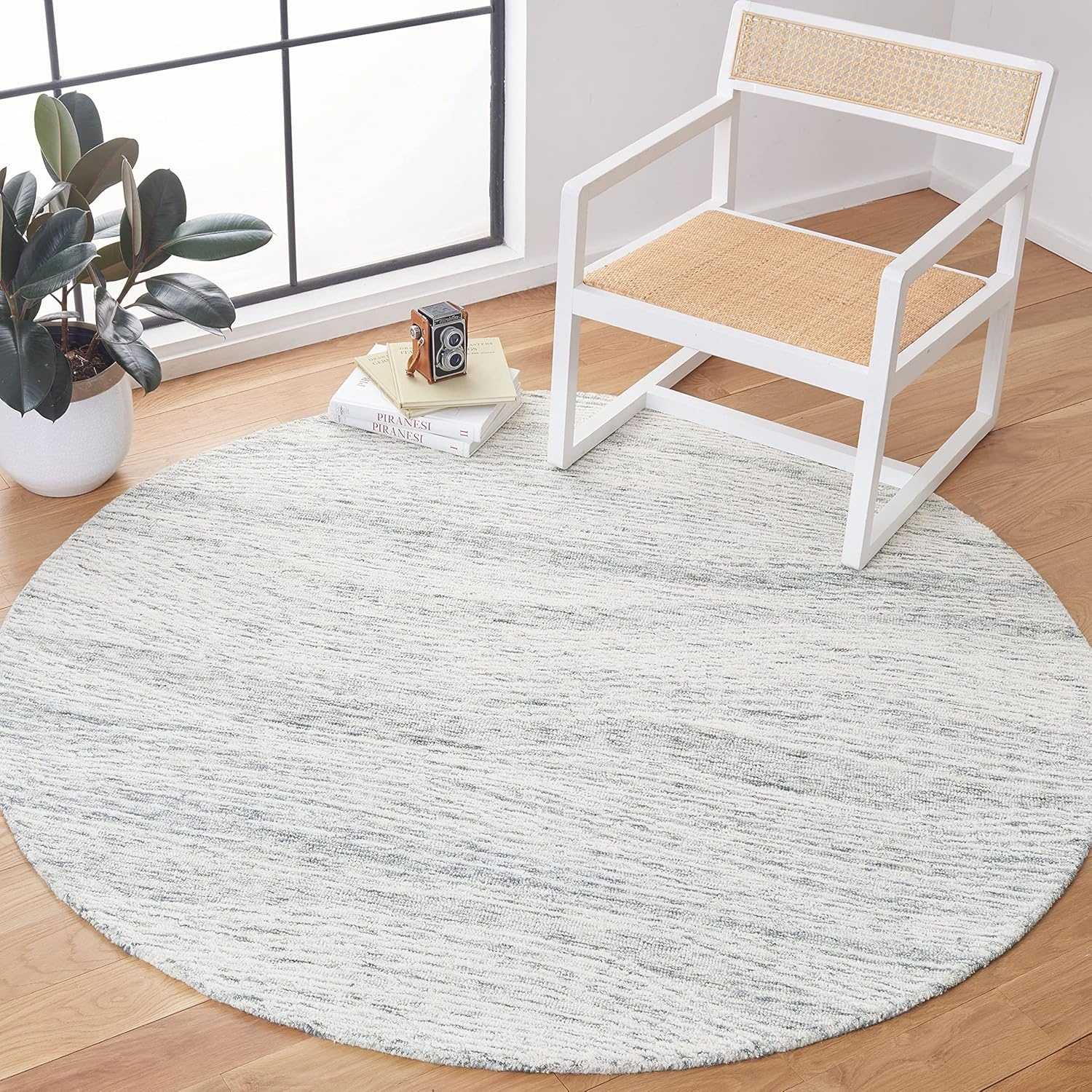 image:imageSAFAVIEH Metro Collection 8 x 10 NaturalIvory MET995A Handmade Premium Wool Living Room Dining Bedroom Area RugDark GreyIvory