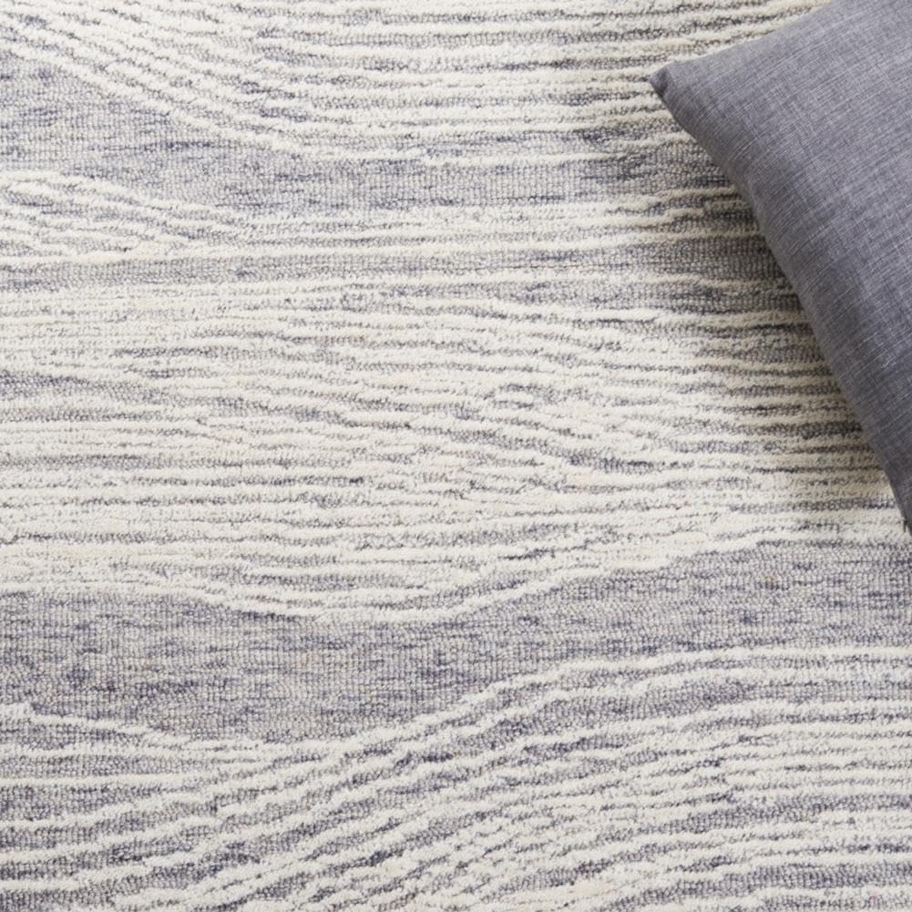 image:imageSAFAVIEH Metro Collection 8 x 10 NaturalIvory MET995A Handmade Premium Wool Living Room Dining Bedroom Area RugGreyIvory