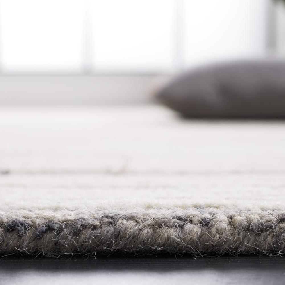 image:imageSAFAVIEH Metro Collection 8 x 10 NaturalIvory MET995A Handmade Premium Wool Living Room Dining Bedroom Area RugGreyIvory
