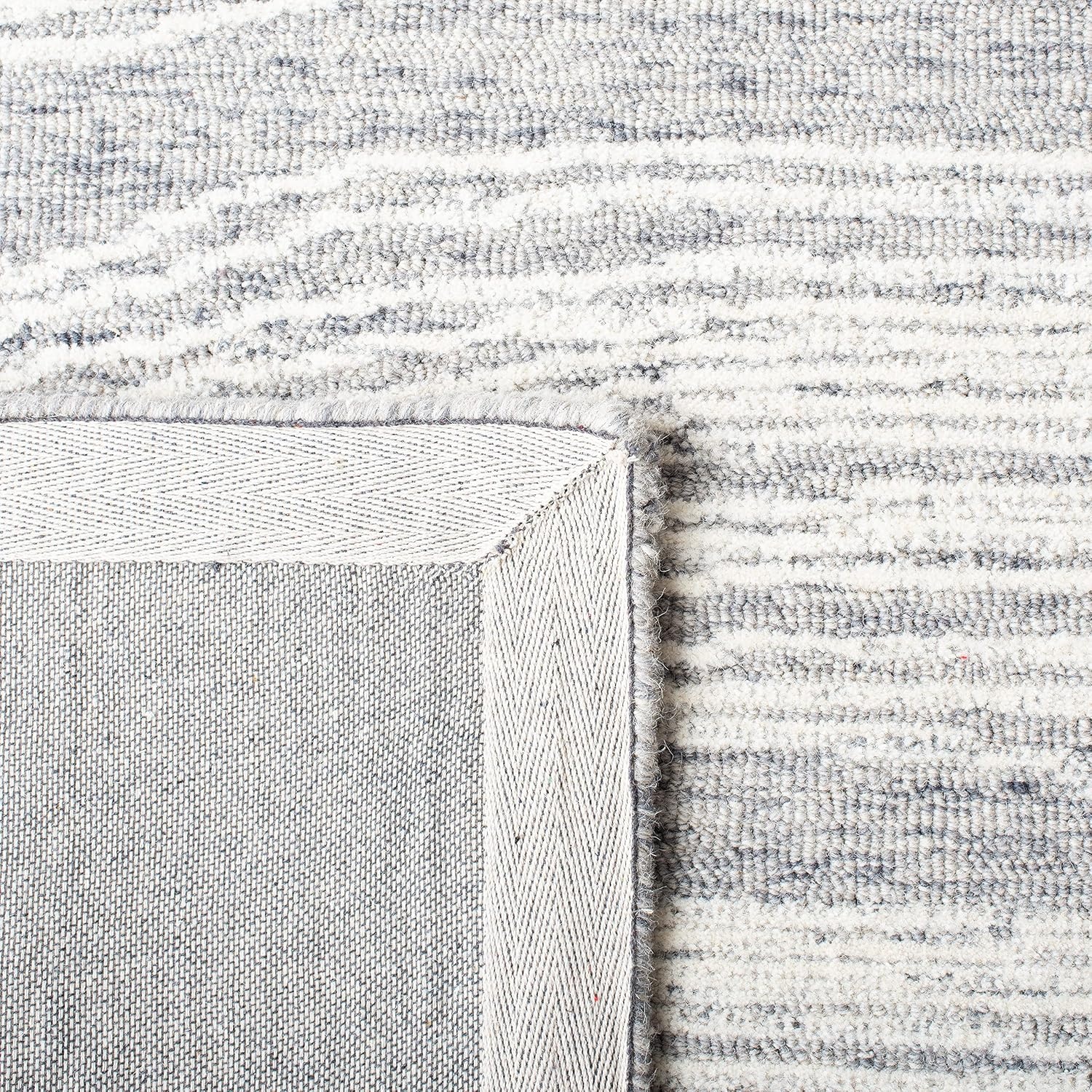 image:imageSAFAVIEH Metro Collection 8 x 10 NaturalIvory MET995A Handmade Premium Wool Living Room Dining Bedroom Area RugGreyIvory