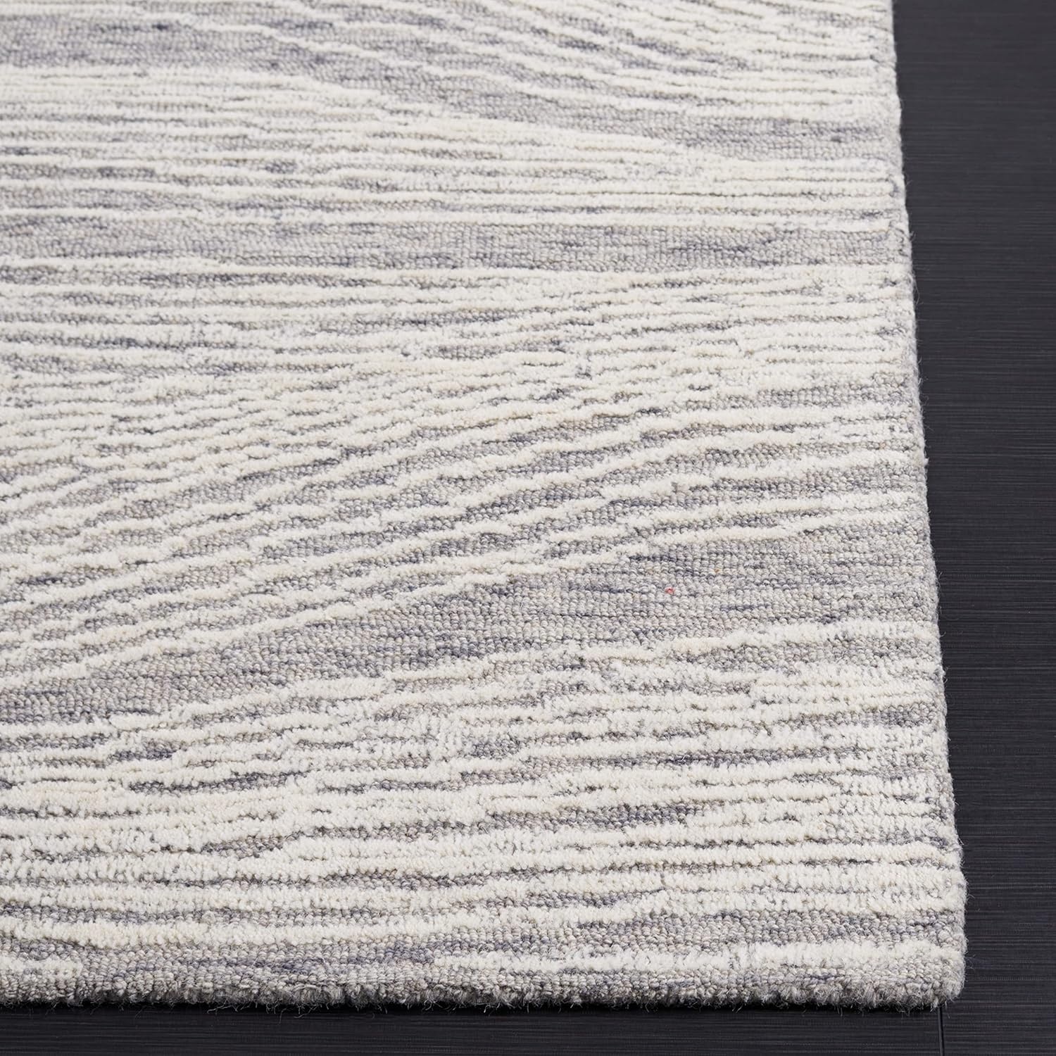 image:imageSAFAVIEH Metro Collection 8 x 10 NaturalIvory MET995A Handmade Premium Wool Living Room Dining Bedroom Area RugGreyIvory