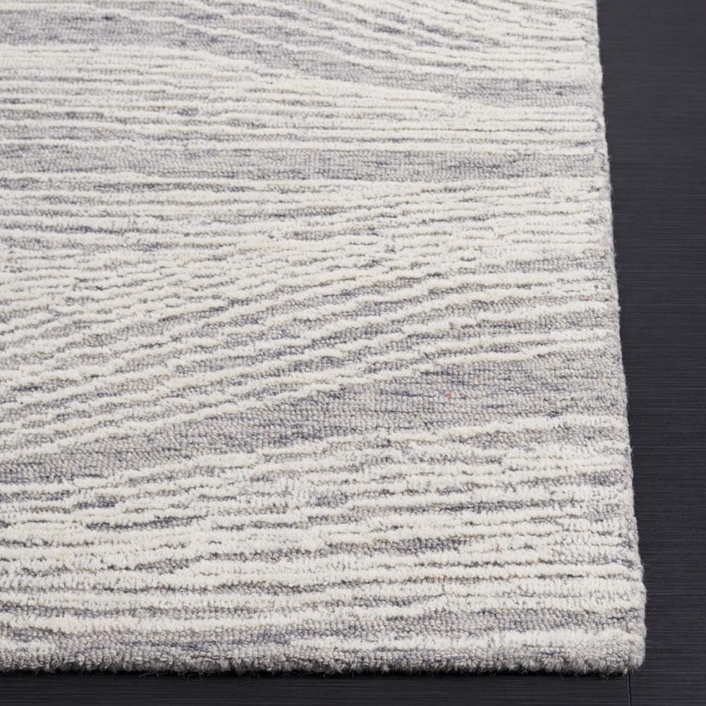 image:imageSAFAVIEH Metro Collection 8 x 10 NaturalIvory MET995A Handmade Premium Wool Living Room Dining Bedroom Area RugGreyIvory