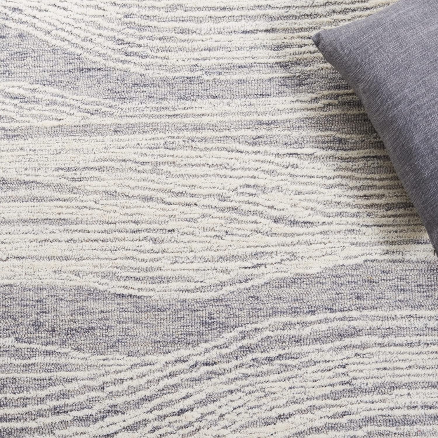 image:imageSAFAVIEH Metro Collection 8 x 10 NaturalIvory MET995A Handmade Premium Wool Living Room Dining Bedroom Area RugGreyIvory