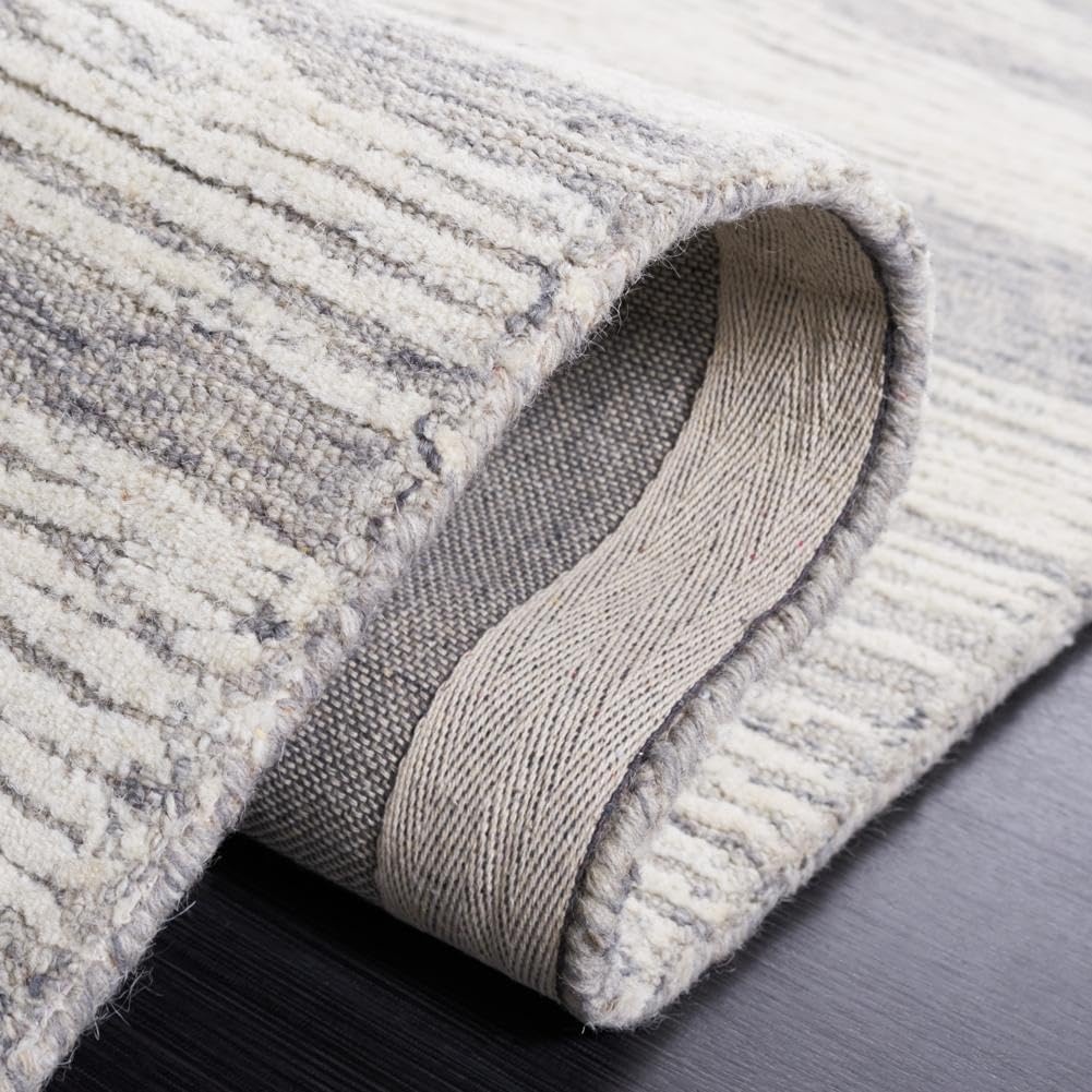 image:imageSAFAVIEH Metro Collection 8 x 10 NaturalIvory MET995A Handmade Premium Wool Living Room Dining Bedroom Area RugGreyIvory