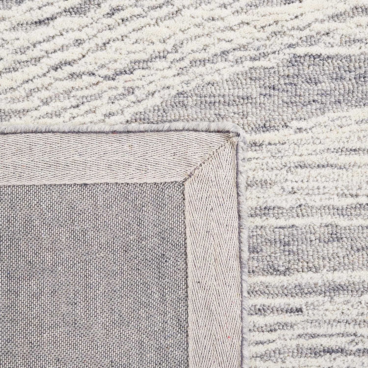 image:imageSAFAVIEH Metro Collection 8 x 10 NaturalIvory MET995A Handmade Premium Wool Living Room Dining Bedroom Area RugGreyIvory