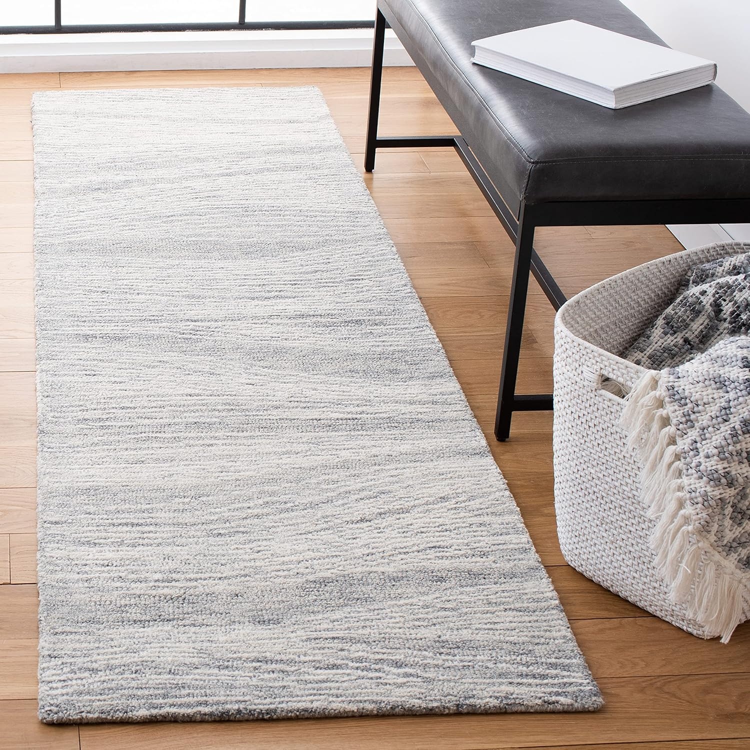 image:imageSAFAVIEH Metro Collection 8 x 10 NaturalIvory MET995A Handmade Premium Wool Living Room Dining Bedroom Area RugGreyIvory