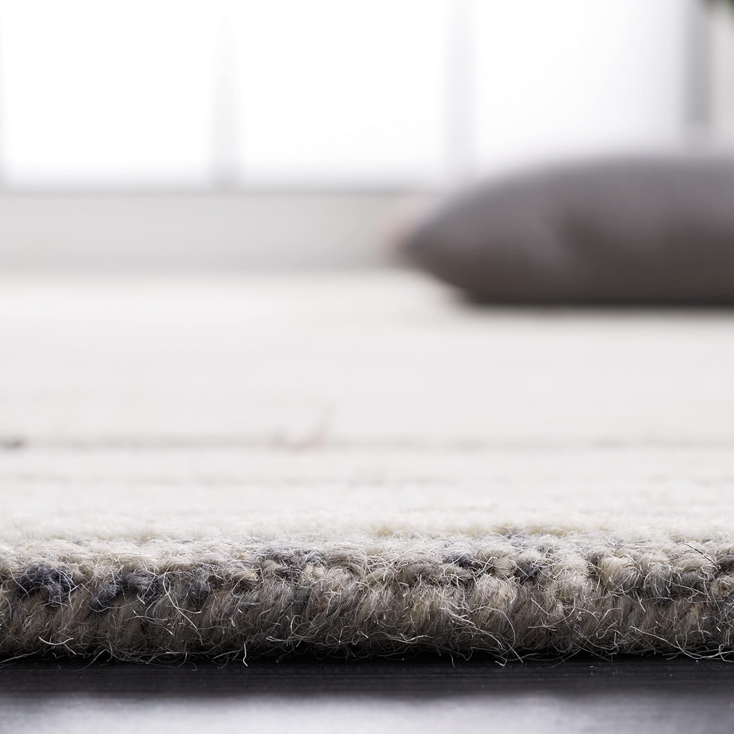 image:imageSAFAVIEH Metro Collection 8 x 10 NaturalIvory MET995A Handmade Premium Wool Living Room Dining Bedroom Area RugGreyIvory