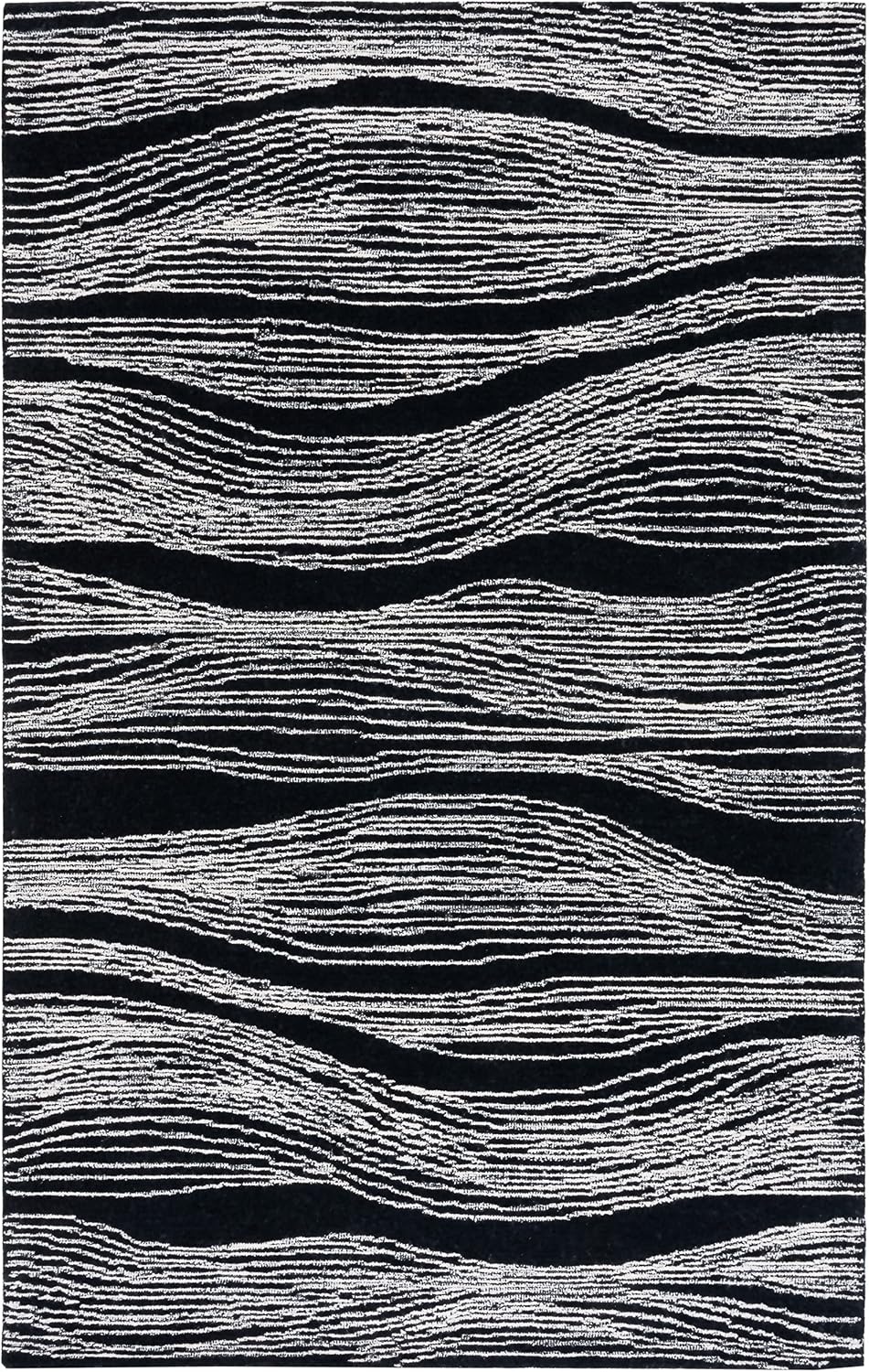 image:imageSAFAVIEH Metro Collection 8 x 10 NaturalIvory MET995A Handmade Premium Wool Living Room Dining Bedroom Area RugIvoryBlack