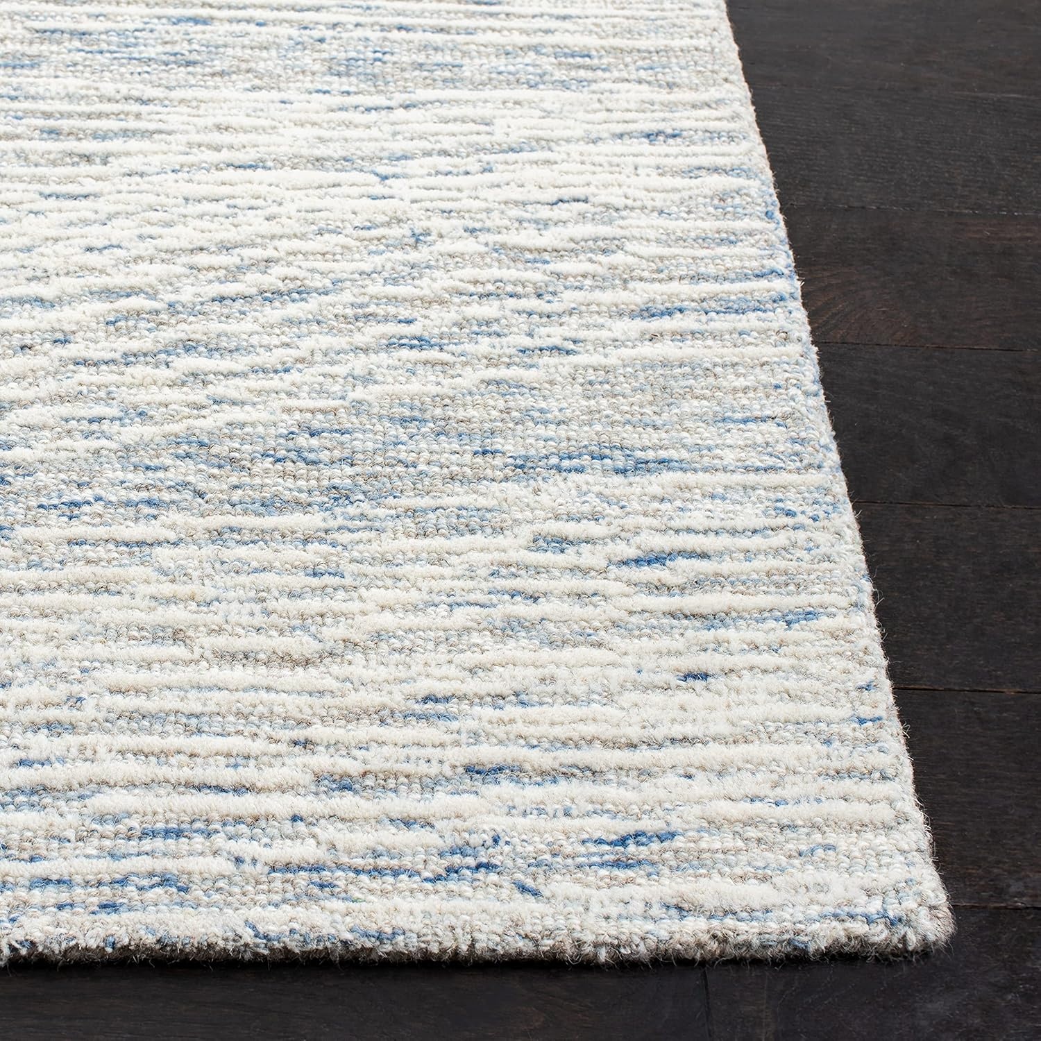 image:imageSAFAVIEH Metro Collection 8 x 10 NaturalIvory MET995A Handmade Premium Wool Living Room Dining Bedroom Area RugLight Blue Ivory