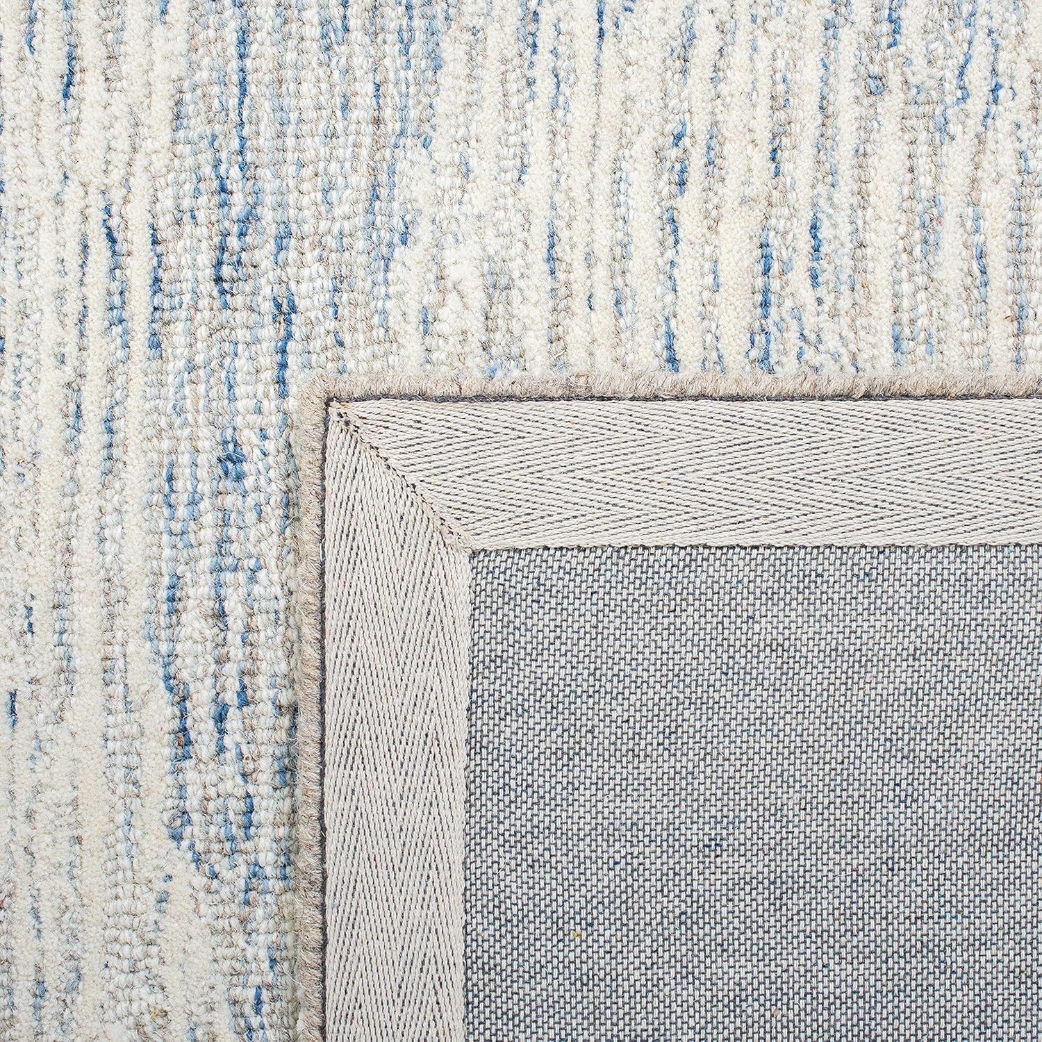 image:imageSAFAVIEH Metro Collection 8 x 10 NaturalIvory MET995A Handmade Premium Wool Living Room Dining Bedroom Area RugLight Blue Ivory