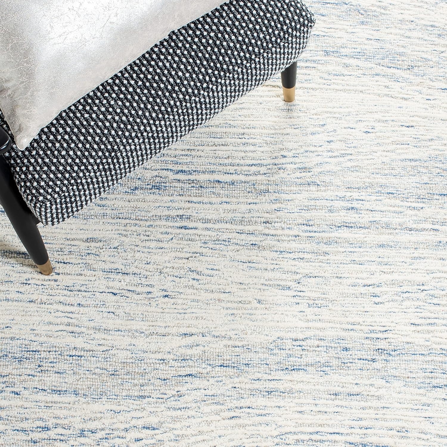image:imageSAFAVIEH Metro Collection 8 x 10 NaturalIvory MET995A Handmade Premium Wool Living Room Dining Bedroom Area RugLight Blue Ivory