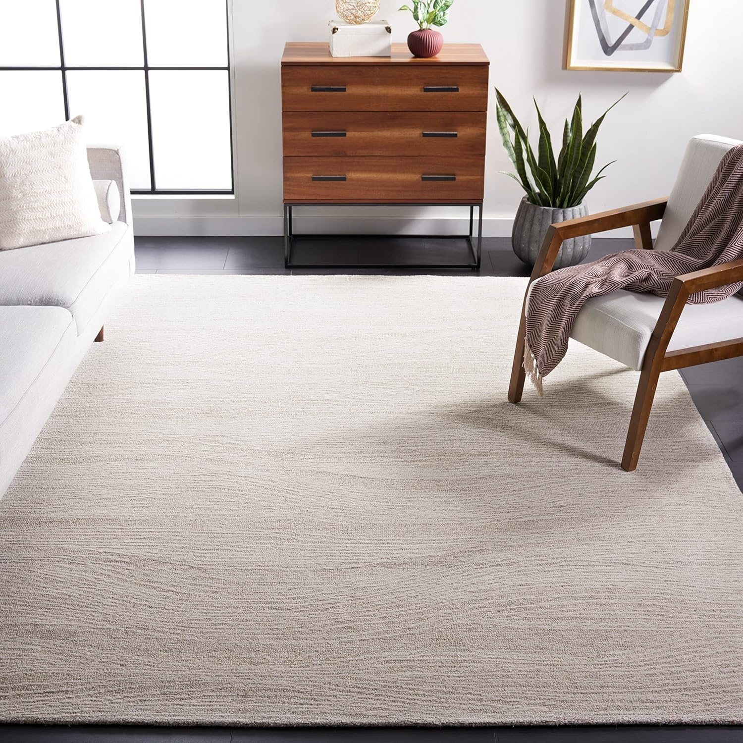 image:imageSAFAVIEH Metro Collection 8 x 10 NaturalIvory MET995A Handmade Premium Wool Living Room Dining Bedroom Area RugNaturalIvory