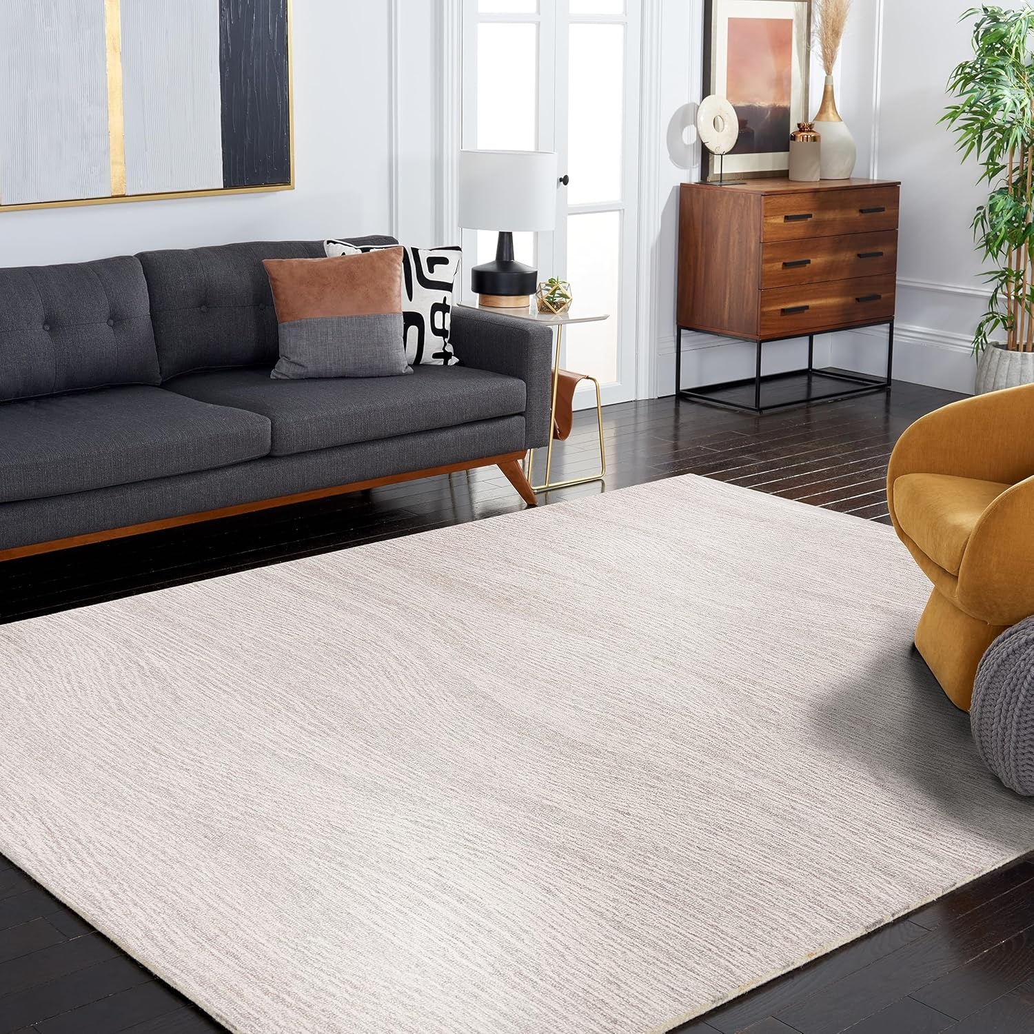 image:imageSAFAVIEH Metro Collection 8 x 10 NaturalIvory MET995A Handmade Premium Wool Living Room Dining Bedroom Area RugNaturalIvory