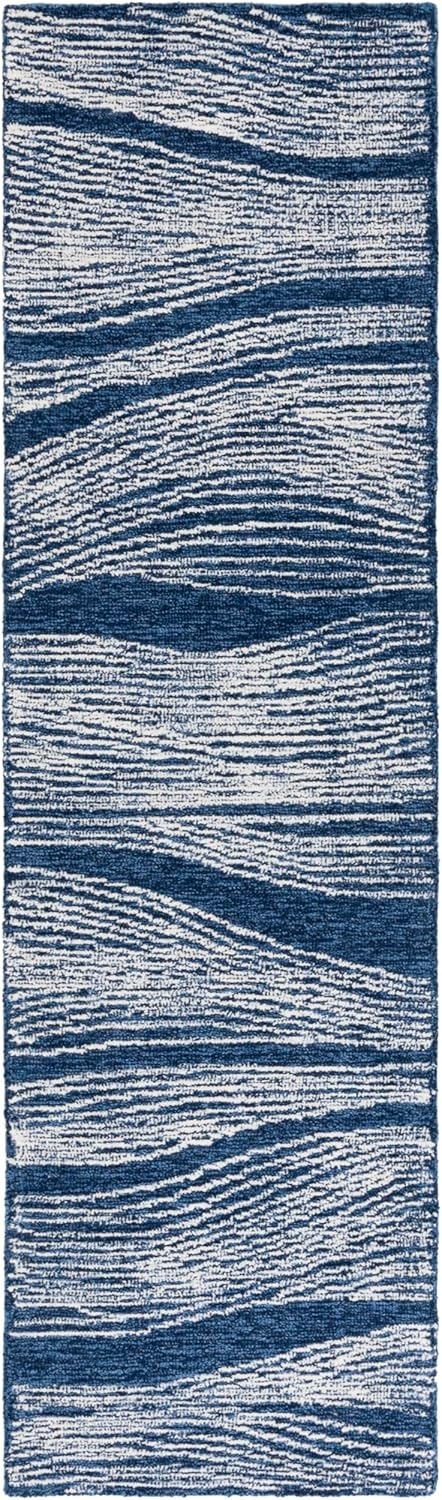 image:imageSAFAVIEH Metro Collection 8 x 10 NaturalIvory MET995A Handmade Premium Wool Living Room Dining Bedroom Area RugNavyIvory