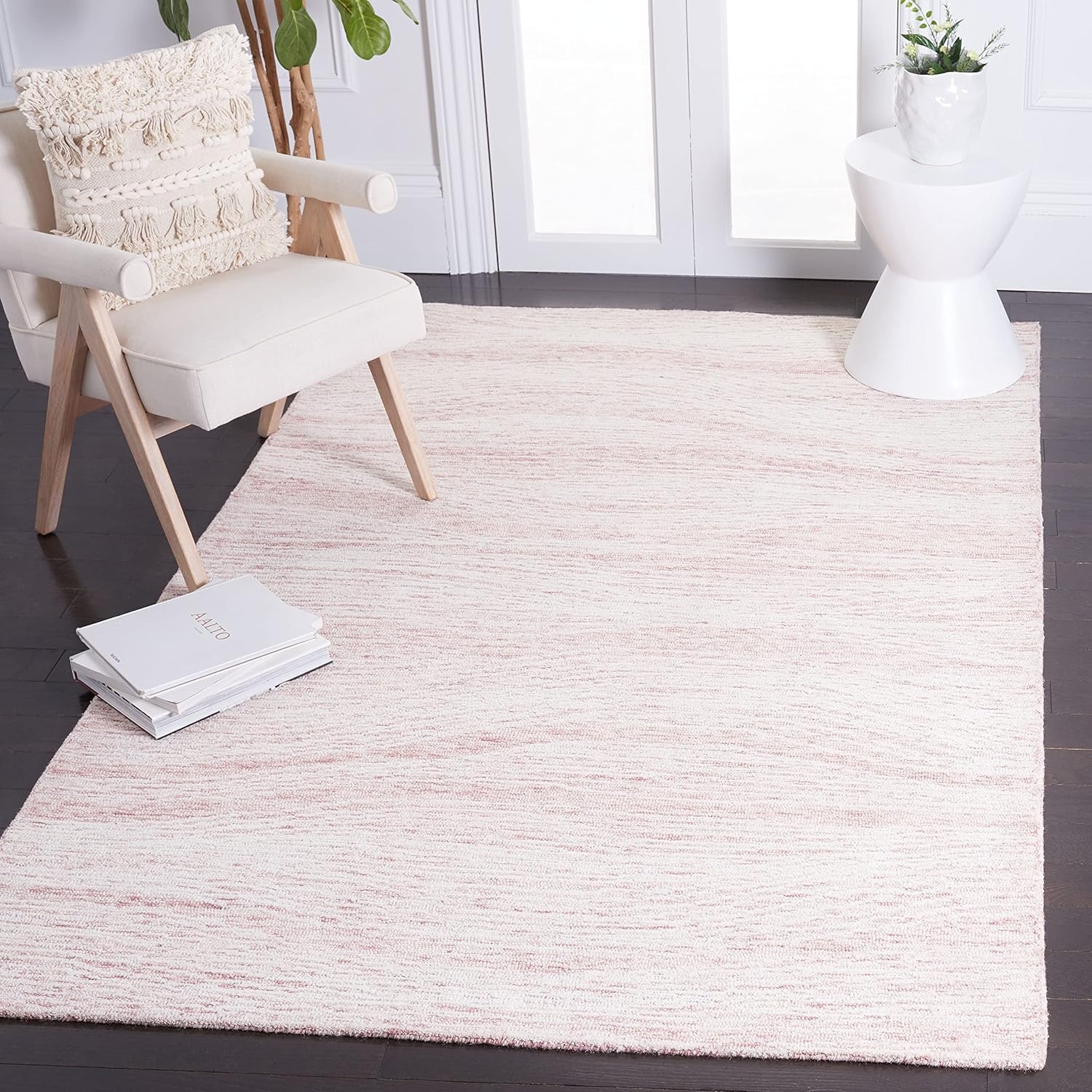 image:imageSAFAVIEH Metro Collection 8 x 10 NaturalIvory MET995A Handmade Premium Wool Living Room Dining Bedroom Area RugPinkIvory