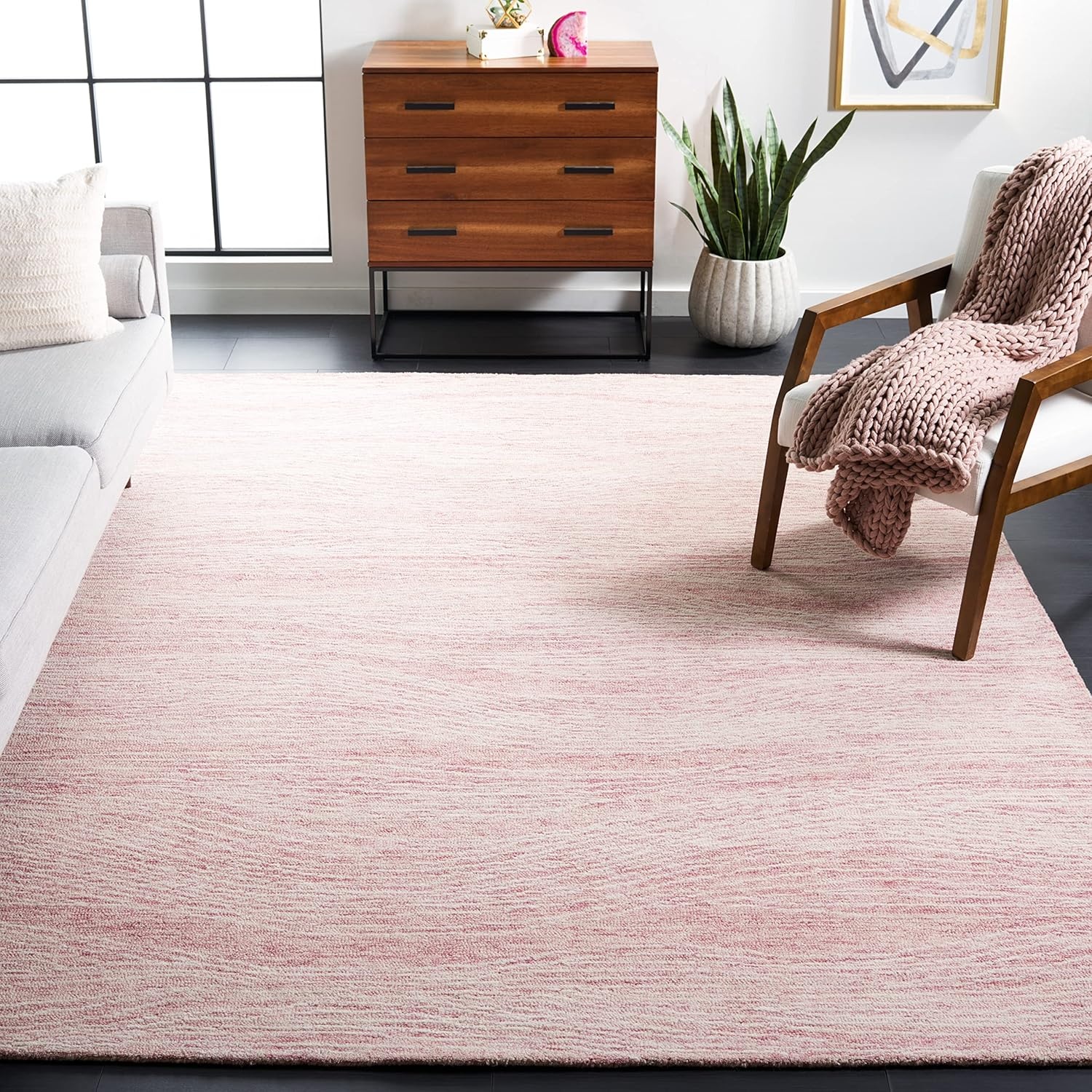 image:imageSAFAVIEH Metro Collection 8 x 10 NaturalIvory MET995A Handmade Premium Wool Living Room Dining Bedroom Area RugPinkIvory