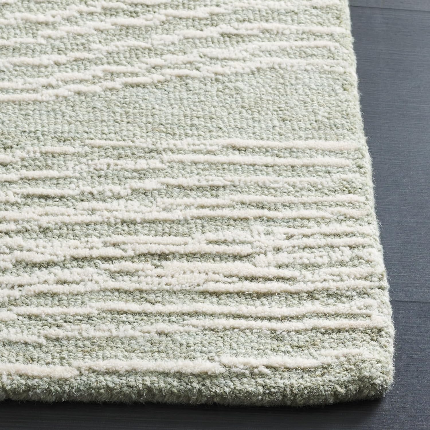 image:imageSAFAVIEH Metro Collection 8 x 10 NaturalIvory MET995A Handmade Premium Wool Living Room Dining Bedroom Area RugSageIvory