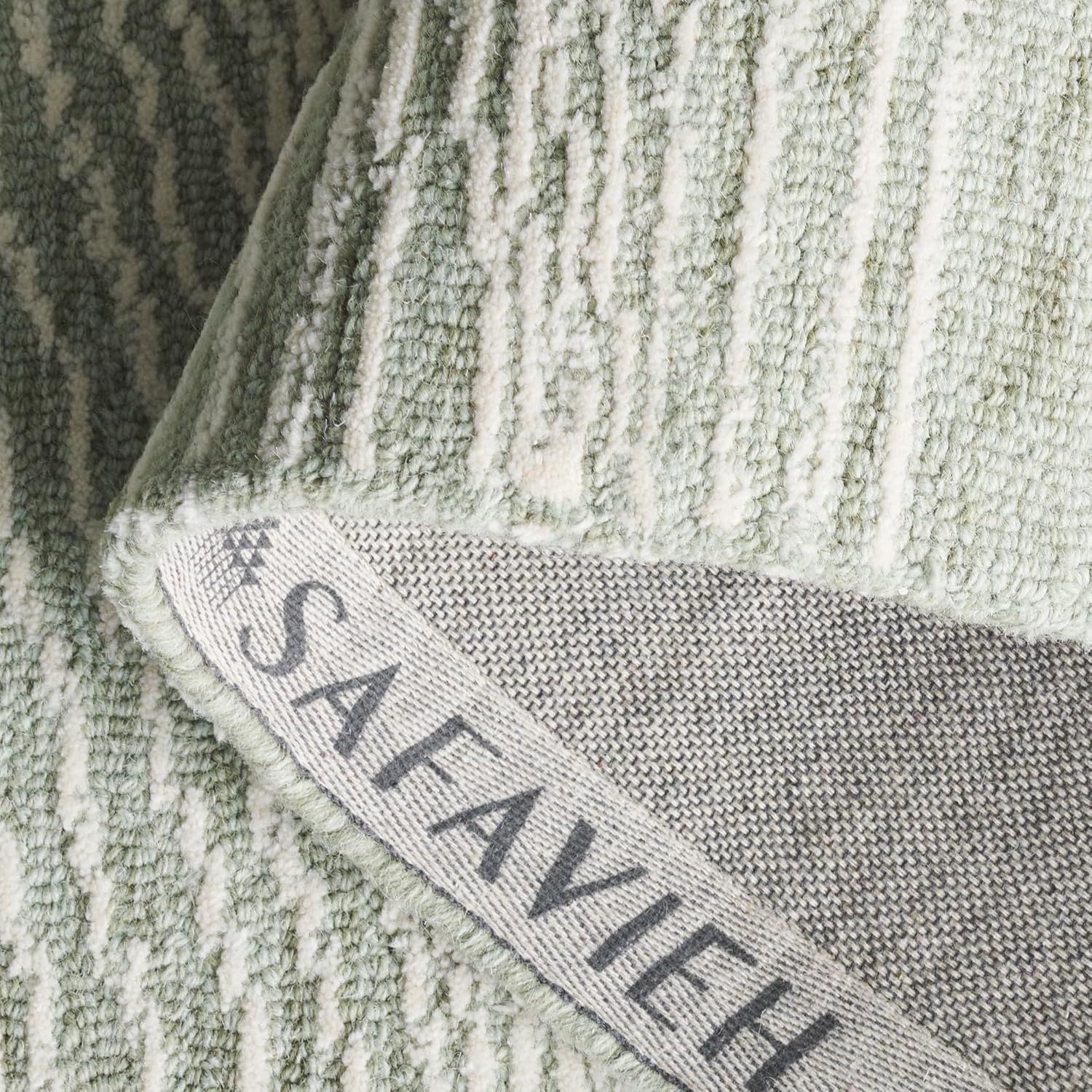 image:imageSAFAVIEH Metro Collection 8 x 10 NaturalIvory MET995A Handmade Premium Wool Living Room Dining Bedroom Area RugSageIvory