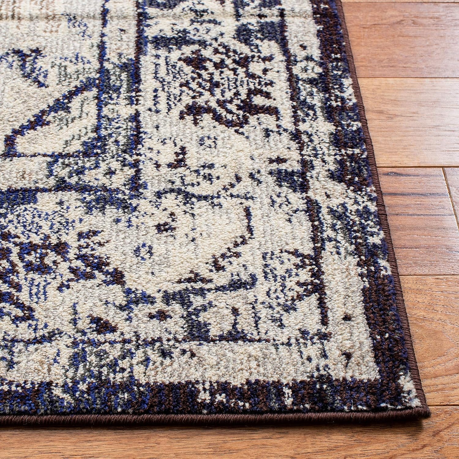 image:imageSAFAVIEH Monaco Collection Area Rug 8 Round Forest Green amp Light Blue NonShedding amp Easy to Clean Distressed Medallion Design Ideal for Living Room Bedroom Dining Space MNC243FIvoryNavy