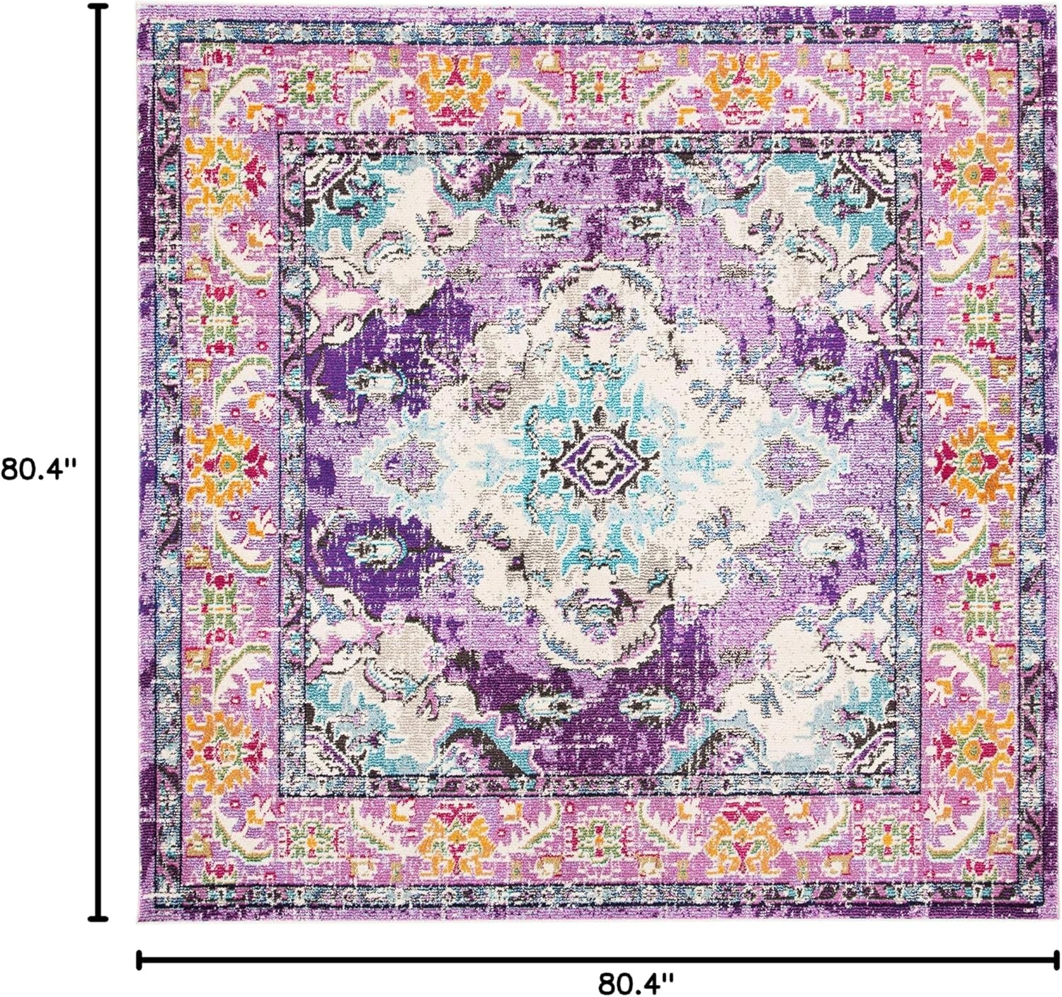 image:imageSAFAVIEH Monaco Collection Area Rug 8 Round Forest Green amp Light Blue NonShedding amp Easy to Clean Distressed Medallion Design Ideal for Living Room Bedroom Dining Space MNC243FVioletLight Blue