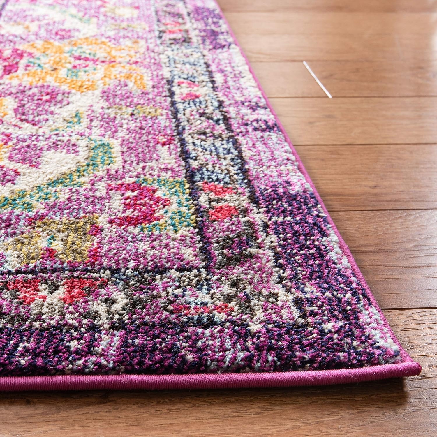 image:imageSAFAVIEH Monaco Collection Area Rug 8 Round Forest Green amp Light Blue NonShedding amp Easy to Clean Distressed Medallion Design Ideal for Living Room Bedroom Dining Space MNC243FVioletFuchsia