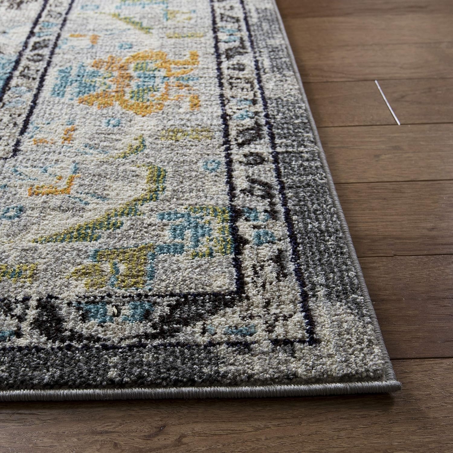 image:imageSAFAVIEH Monaco Collection Area Rug 8 Round Forest Green amp Light Blue NonShedding amp Easy to Clean Distressed Medallion Design Ideal for Living Room Bedroom Dining Space MNC243FGreyLight Blue