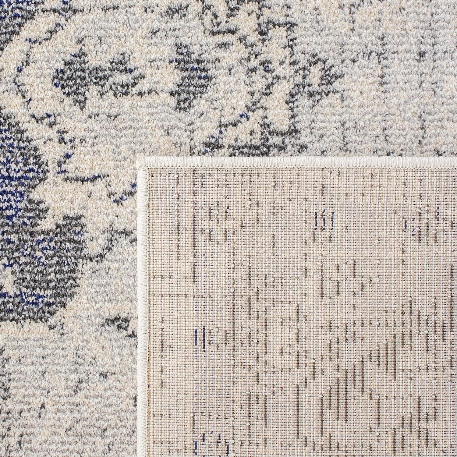 image:imageSAFAVIEH Monaco Collection Area Rug 8 Round Forest Green amp Light Blue NonShedding amp Easy to Clean Distressed Medallion Design Ideal for Living Room Bedroom Dining Space MNC243FIvoryGrey