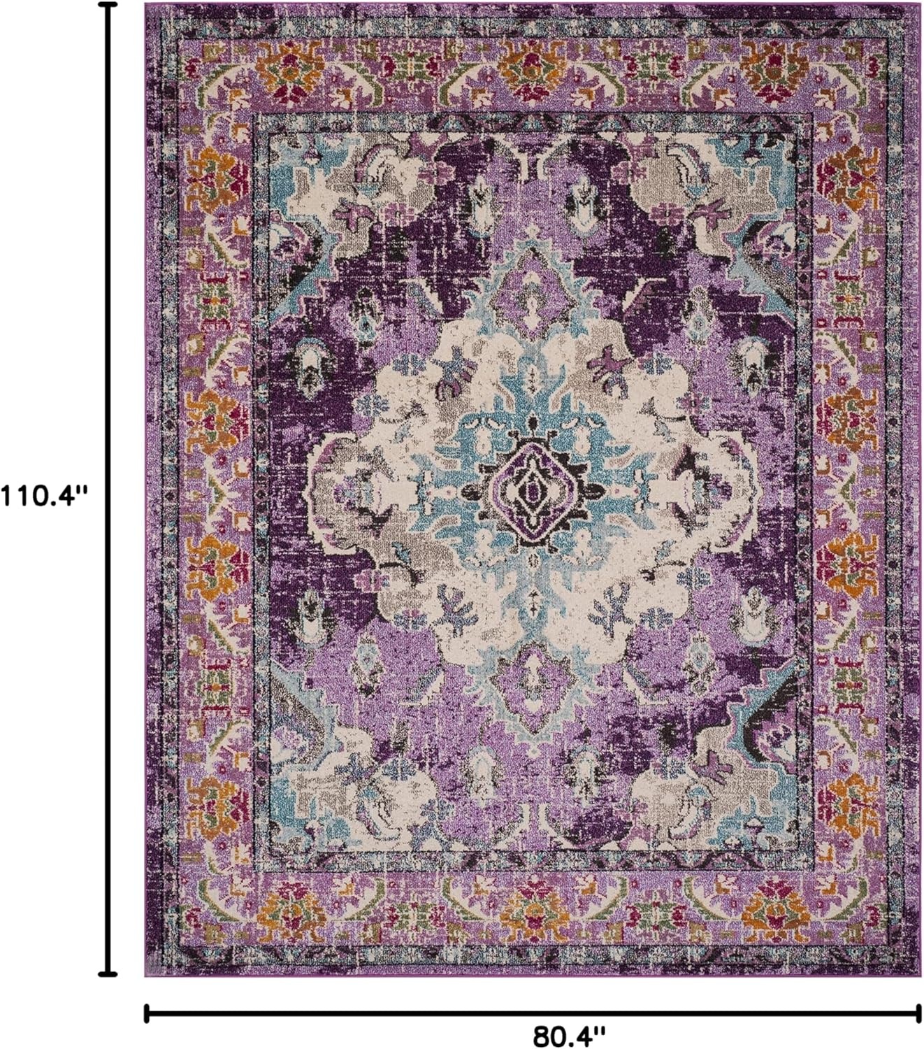 image:imageSAFAVIEH Monaco Collection Area Rug 8 Round Forest Green amp Light Blue NonShedding amp Easy to Clean Distressed Medallion Design Ideal for Living Room Bedroom Dining Space MNC243FVioletLight Blue