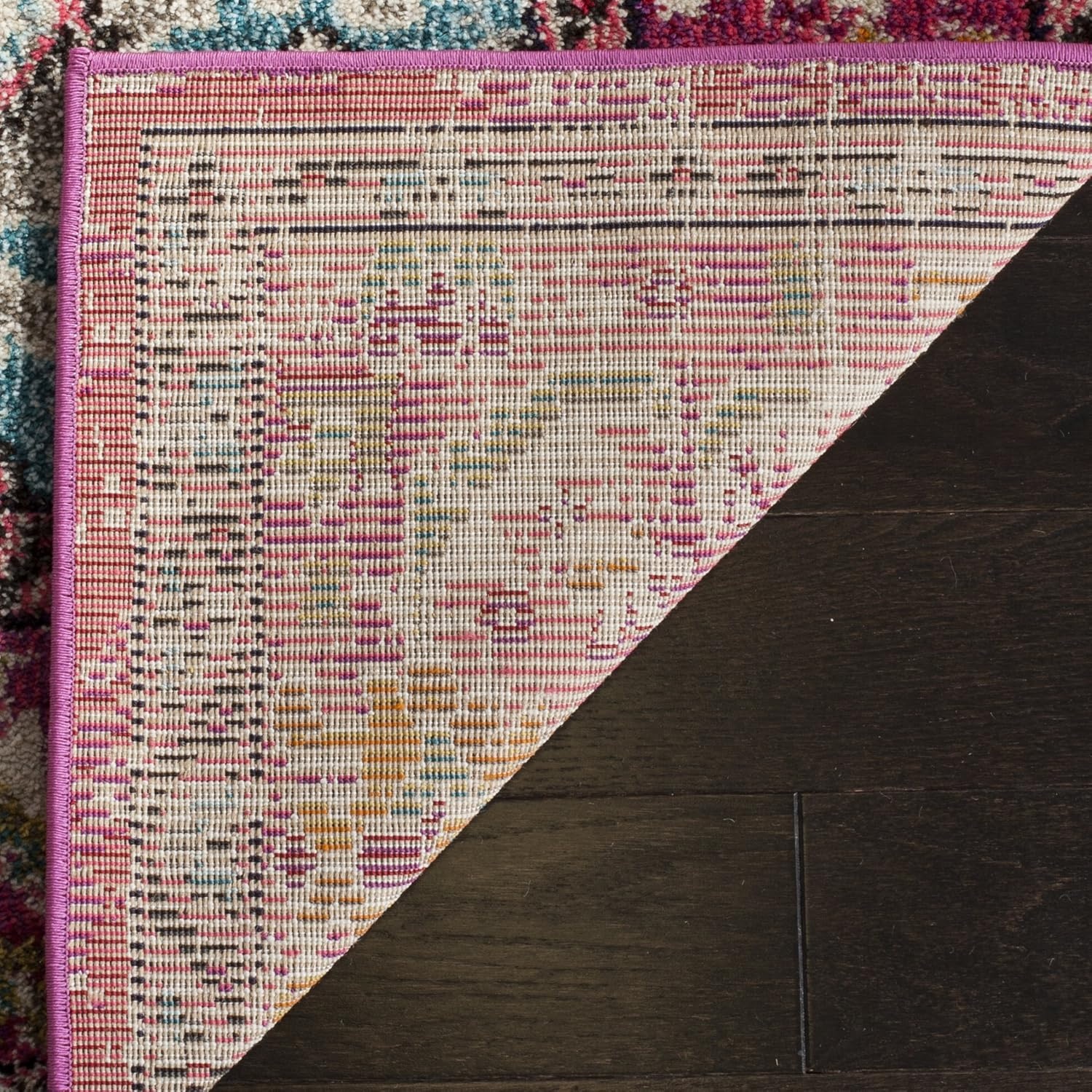 image:imageSAFAVIEH Monaco Collection Area Rug 8 Round Forest Green amp Light Blue NonShedding amp Easy to Clean Distressed Medallion Design Ideal for Living Room Bedroom Dining Space MNC243FPinkMulti