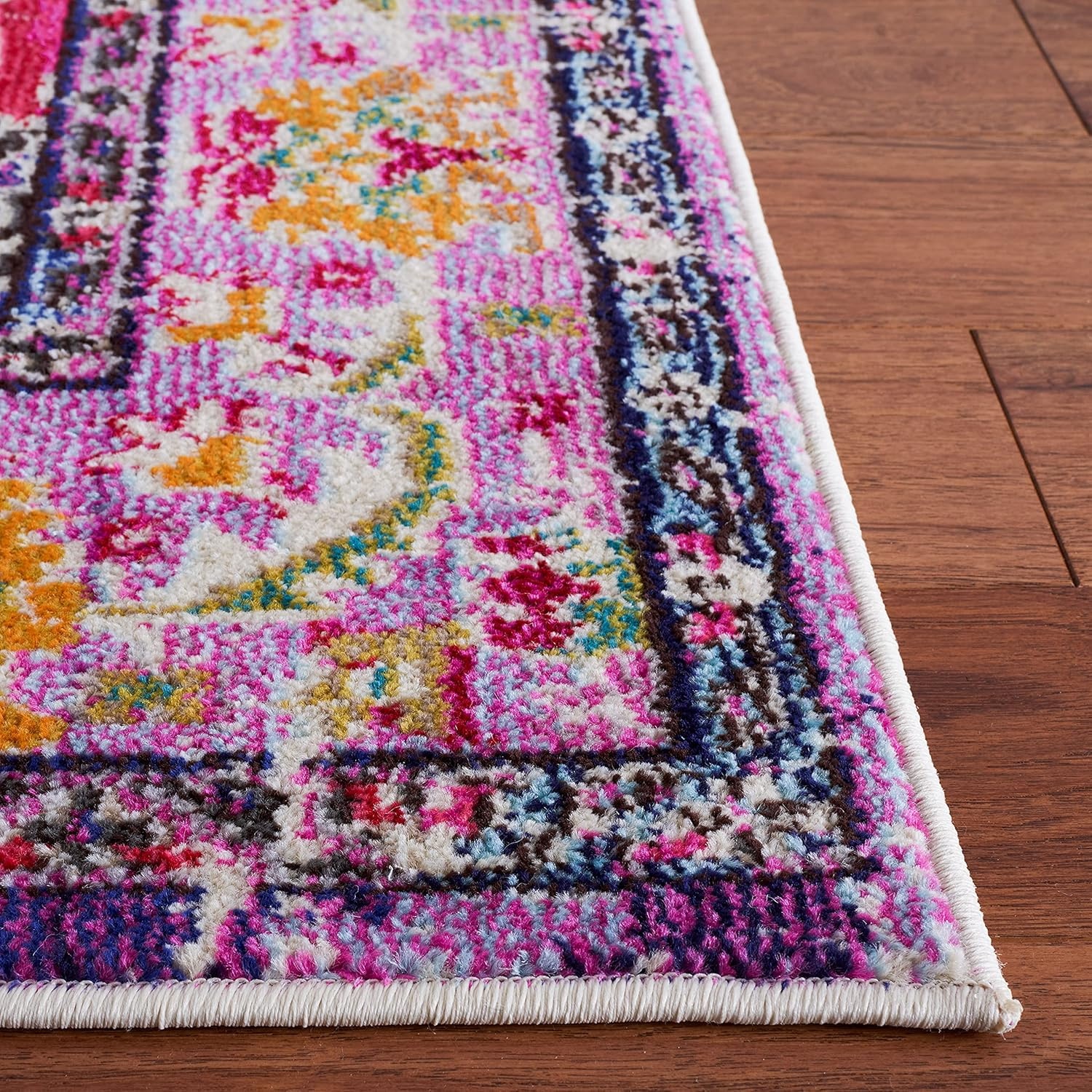 image:imageSAFAVIEH Monaco Collection Area Rug 8 Round Forest Green amp Light Blue NonShedding amp Easy to Clean Distressed Medallion Design Ideal for Living Room Bedroom Dining Space MNC243FVioletFuchsia