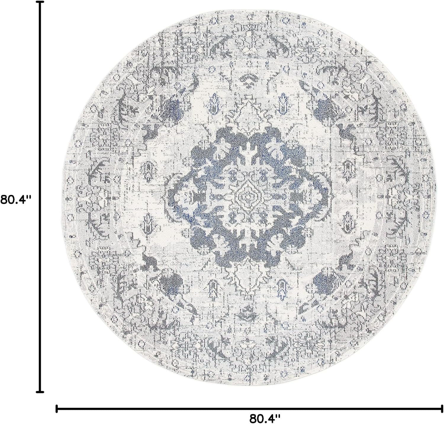 image:imageSAFAVIEH Monaco Collection Area Rug 8 Round Forest Green amp Light Blue NonShedding amp Easy to Clean Distressed Medallion Design Ideal for Living Room Bedroom Dining Space MNC243FIvoryGrey