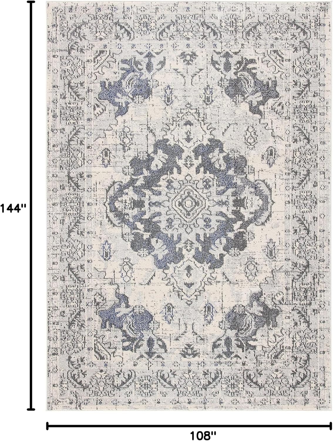 image:imageSAFAVIEH Monaco Collection Area Rug 8 Round Forest Green amp Light Blue NonShedding amp Easy to Clean Distressed Medallion Design Ideal for Living Room Bedroom Dining Space MNC243FIvoryGrey