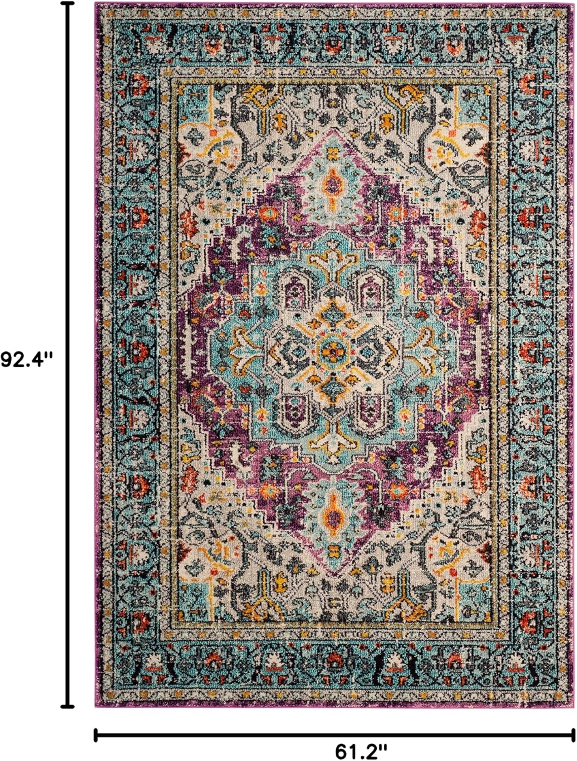 image:imageSAFAVIEH Monaco Collection Area Rug 8 x 10 Violet amp Light Blue Boho Chic Medallion Distressed Design NonShedding amp Easy Care Ideal for High Traffic Areas in Living Room Bedroom MNC251LVioletLight Blue